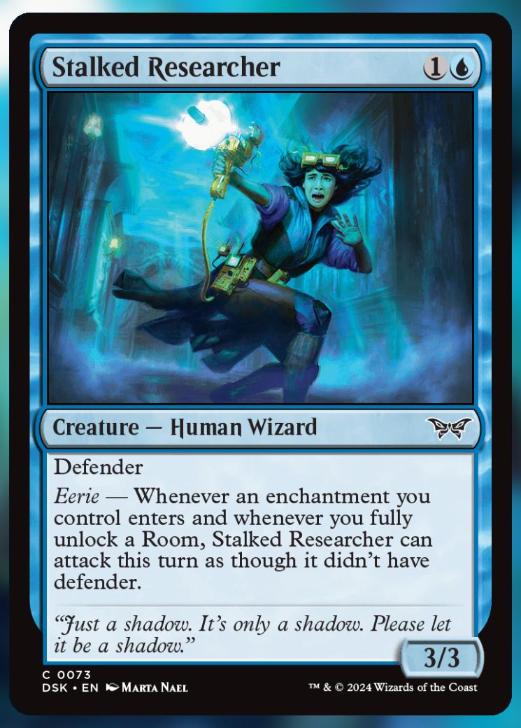 Magic The Gathering Stalked Researcher Card.
