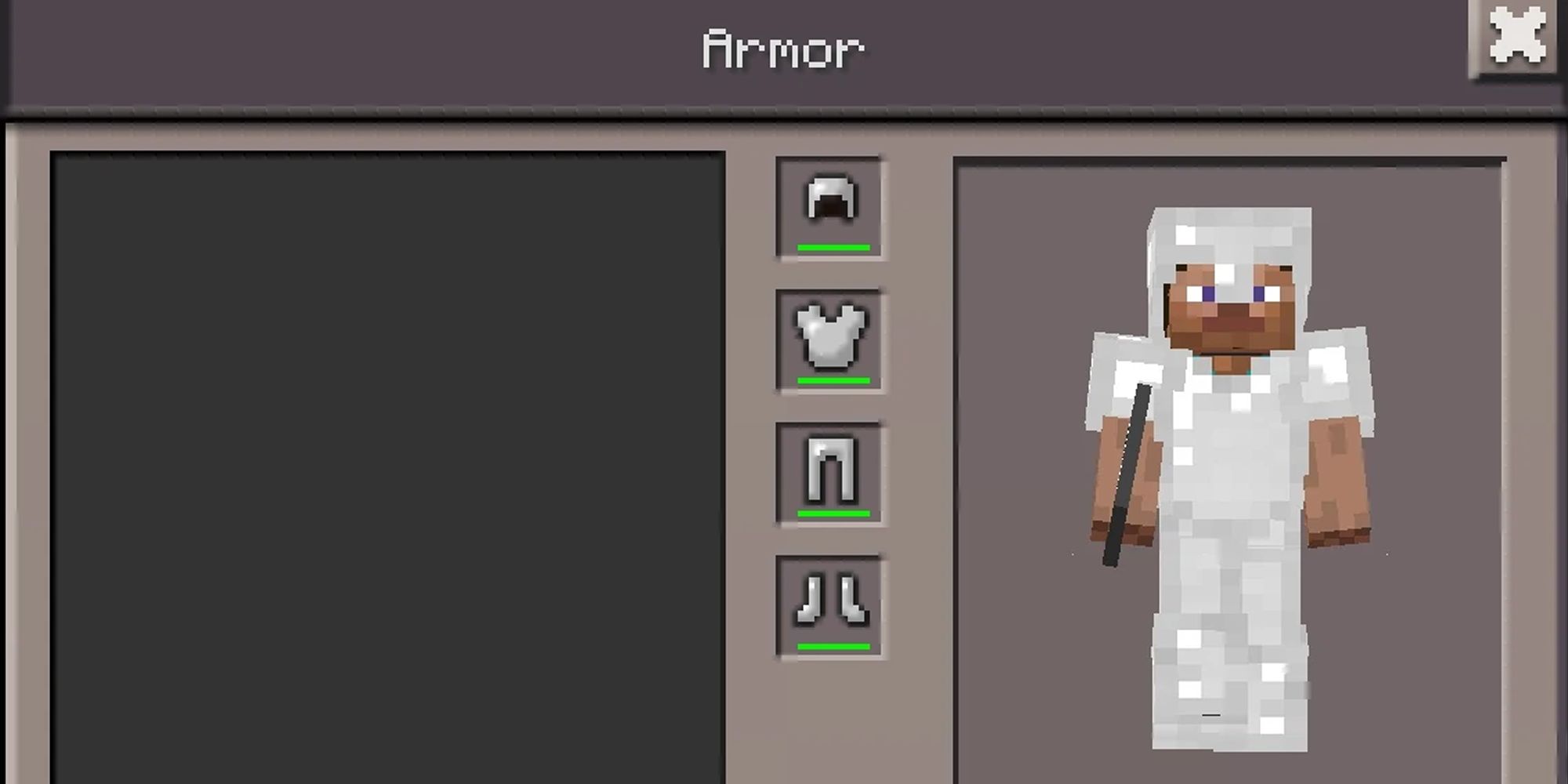 Looking at a full armor set in Minecraft.