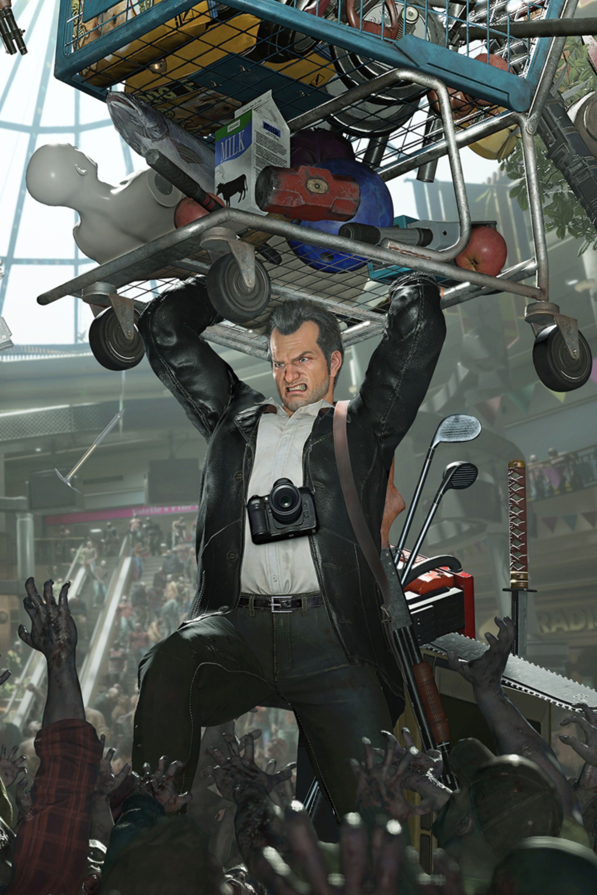 frank picking up a trolley in dead rising deluxe remaster