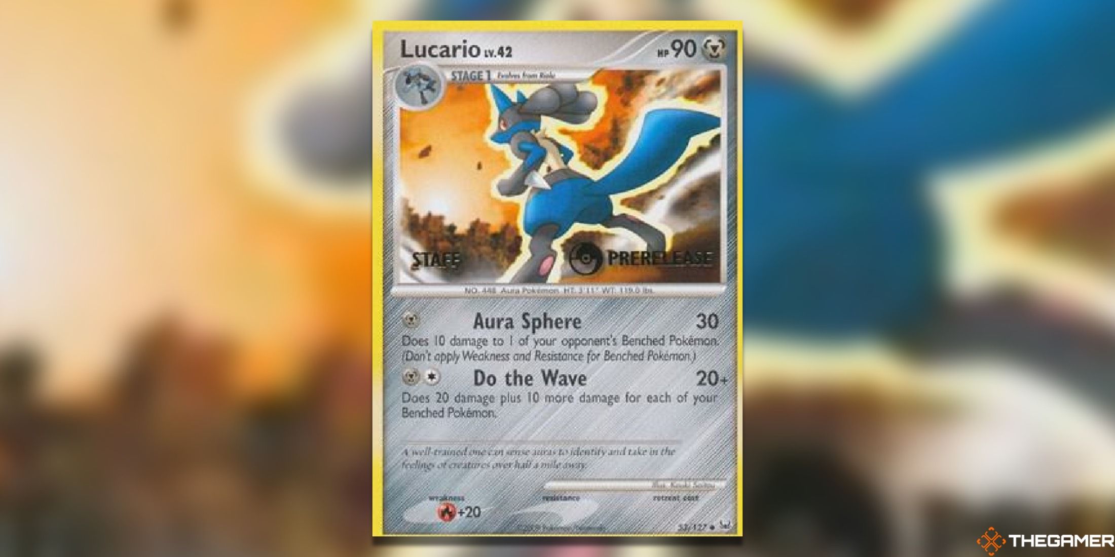 The Lucario Diamond and Pearl Staff Prerelease Promo from the Pokemon TCG.