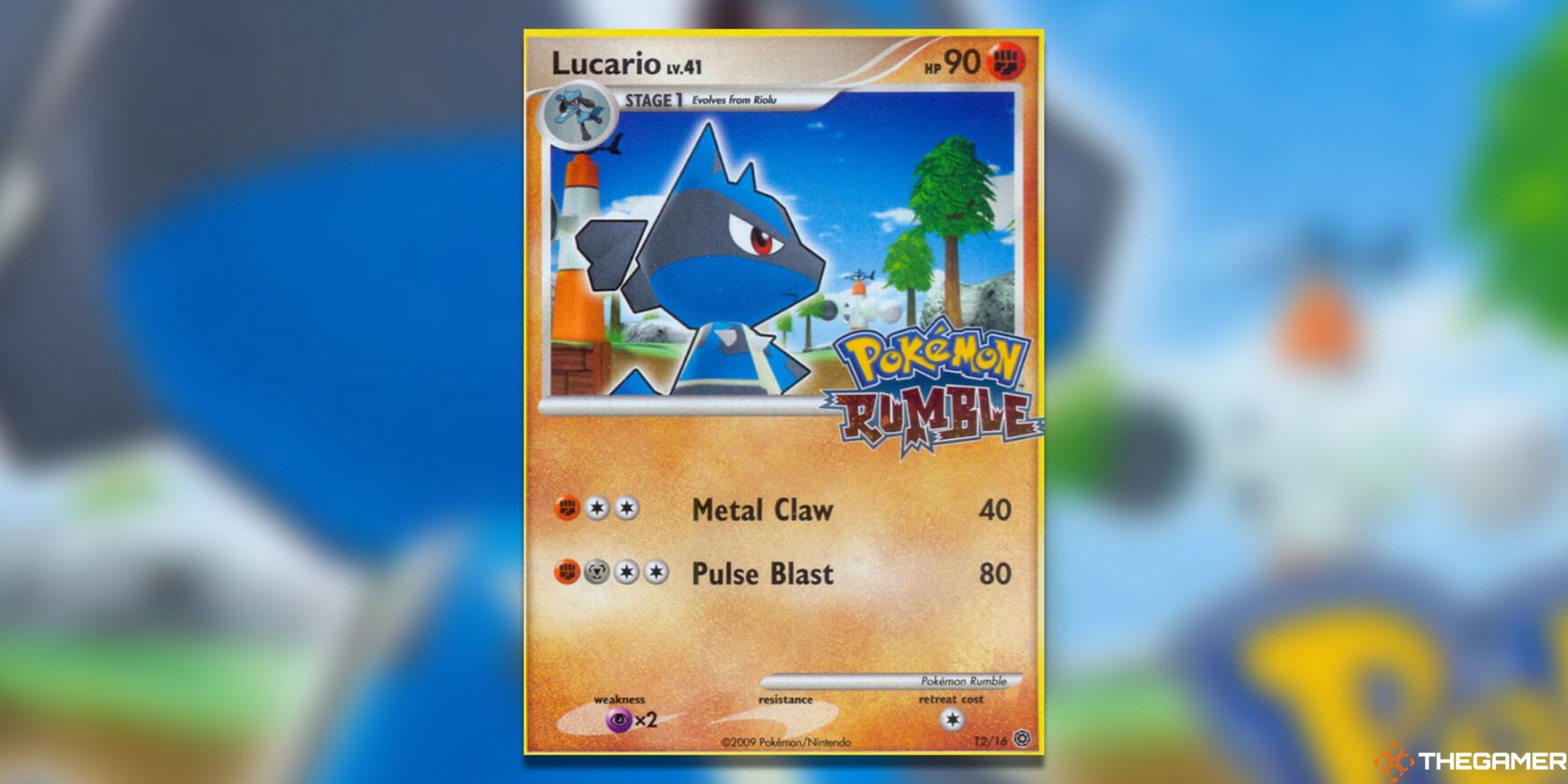 The Lucario Rumble Promo from the Pokemon TCG.