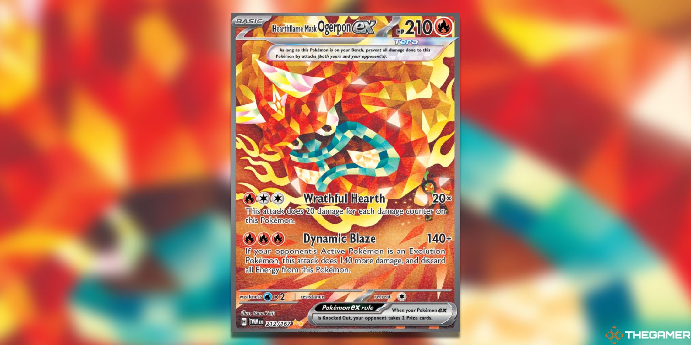 The Ogerpon Hearthflame Mask SIR from Twilight Masquerade in the Pokemon TCG.