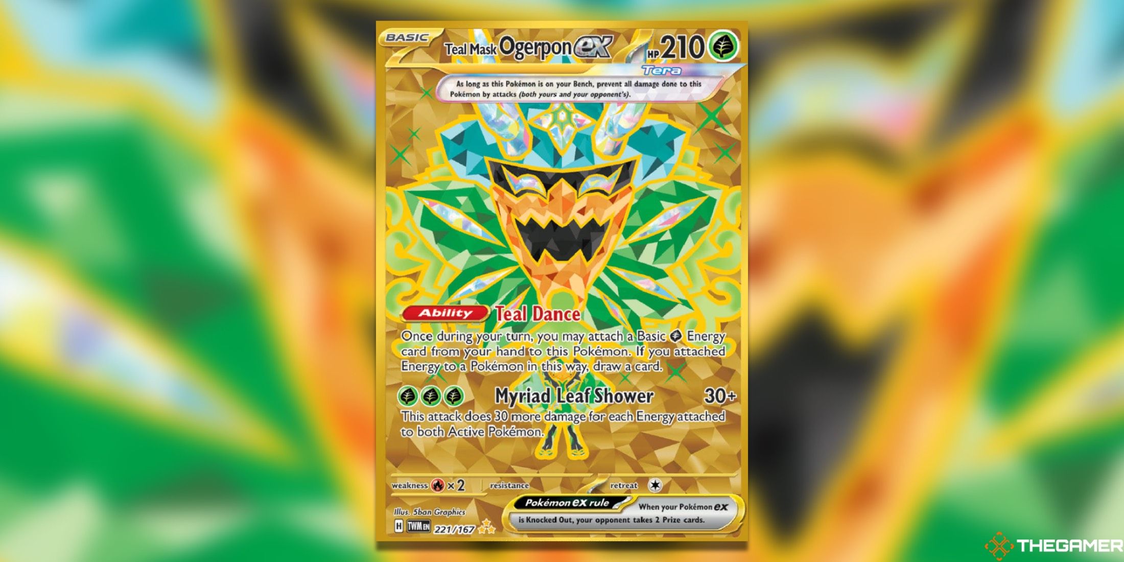 The Ogerpon Teal Mask Hyper Rare from Twilight Masquerade in the Pokemon TCG.