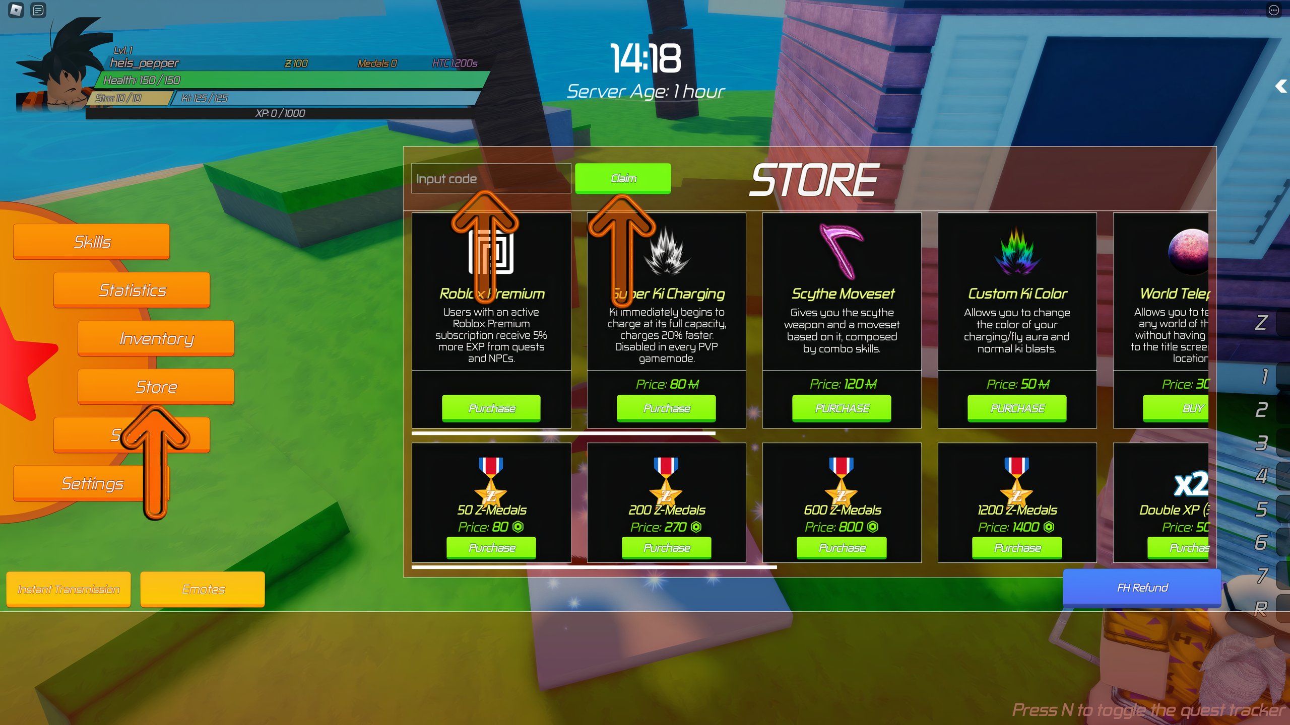 the store in Path to Power on Roblox