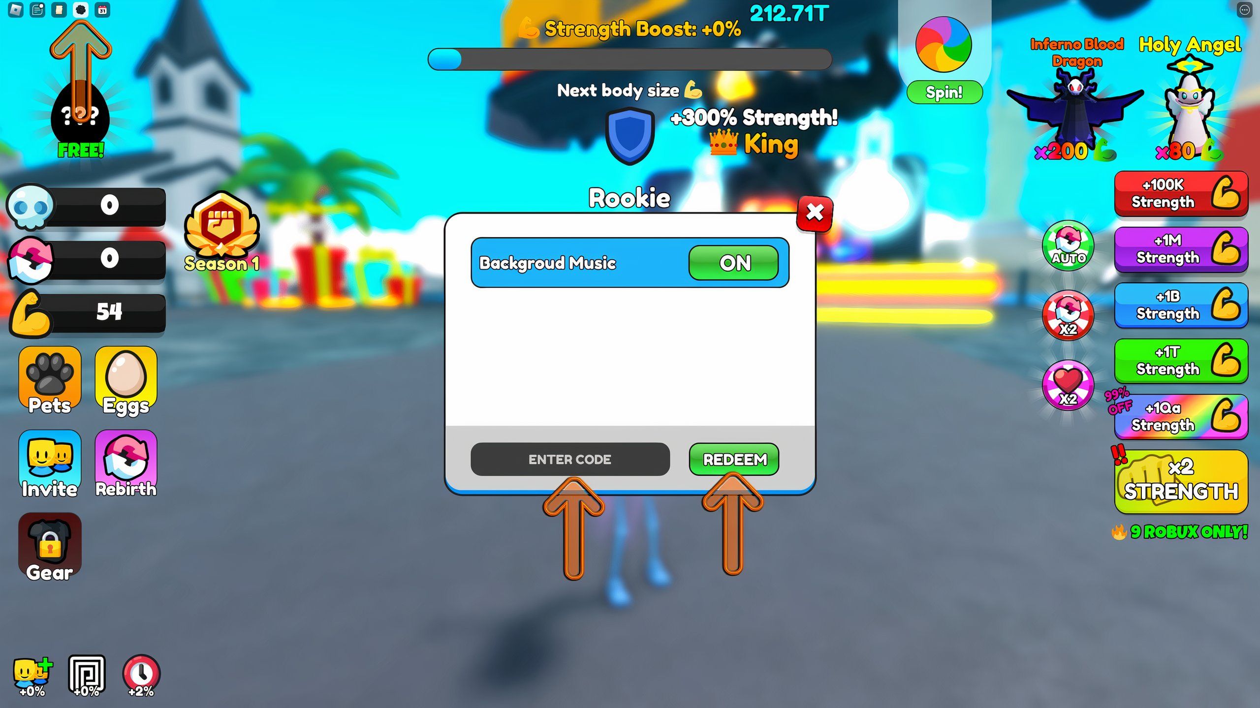 the codes box in Lifting Training Simulator on Roblox