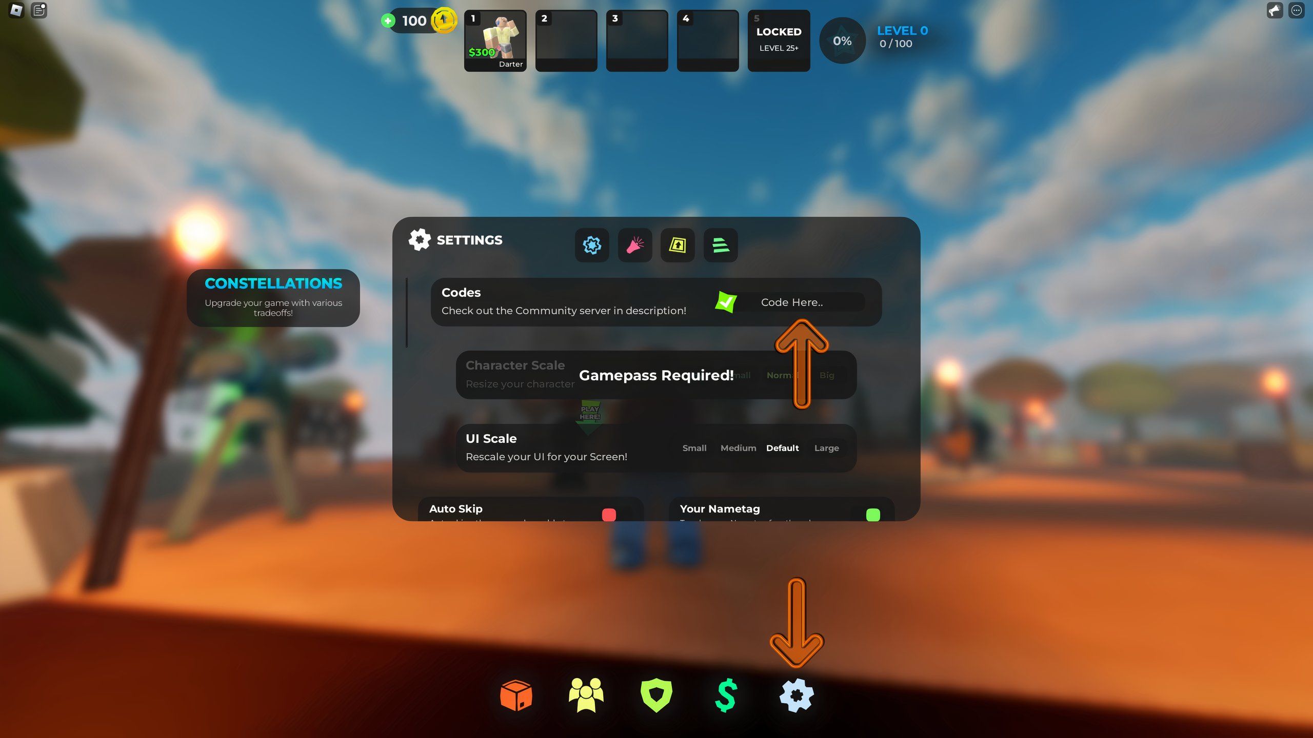 the settings menu in Silly Defense on Roblox