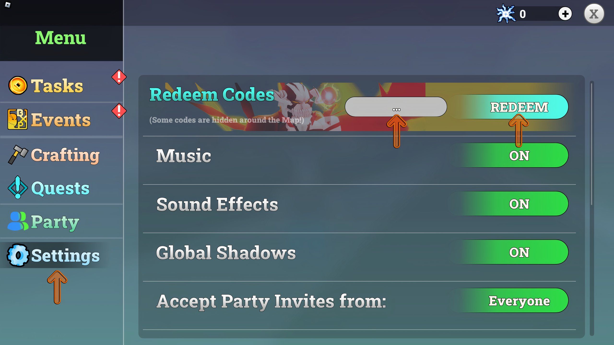 the codes box in Lost Souls on Roblox