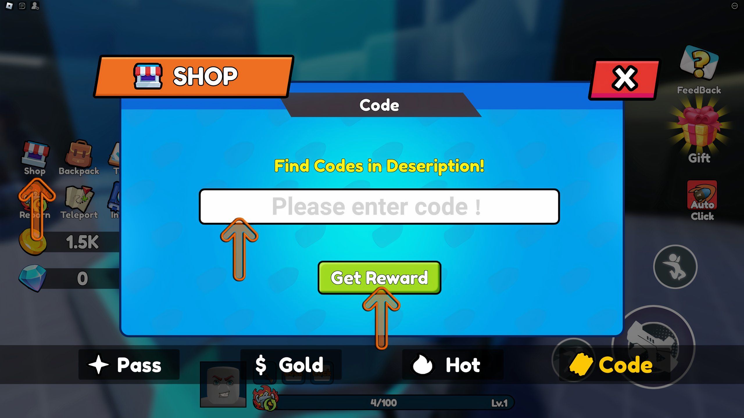 the codes box in +1 Rocket Guns And Tanks on Roblox