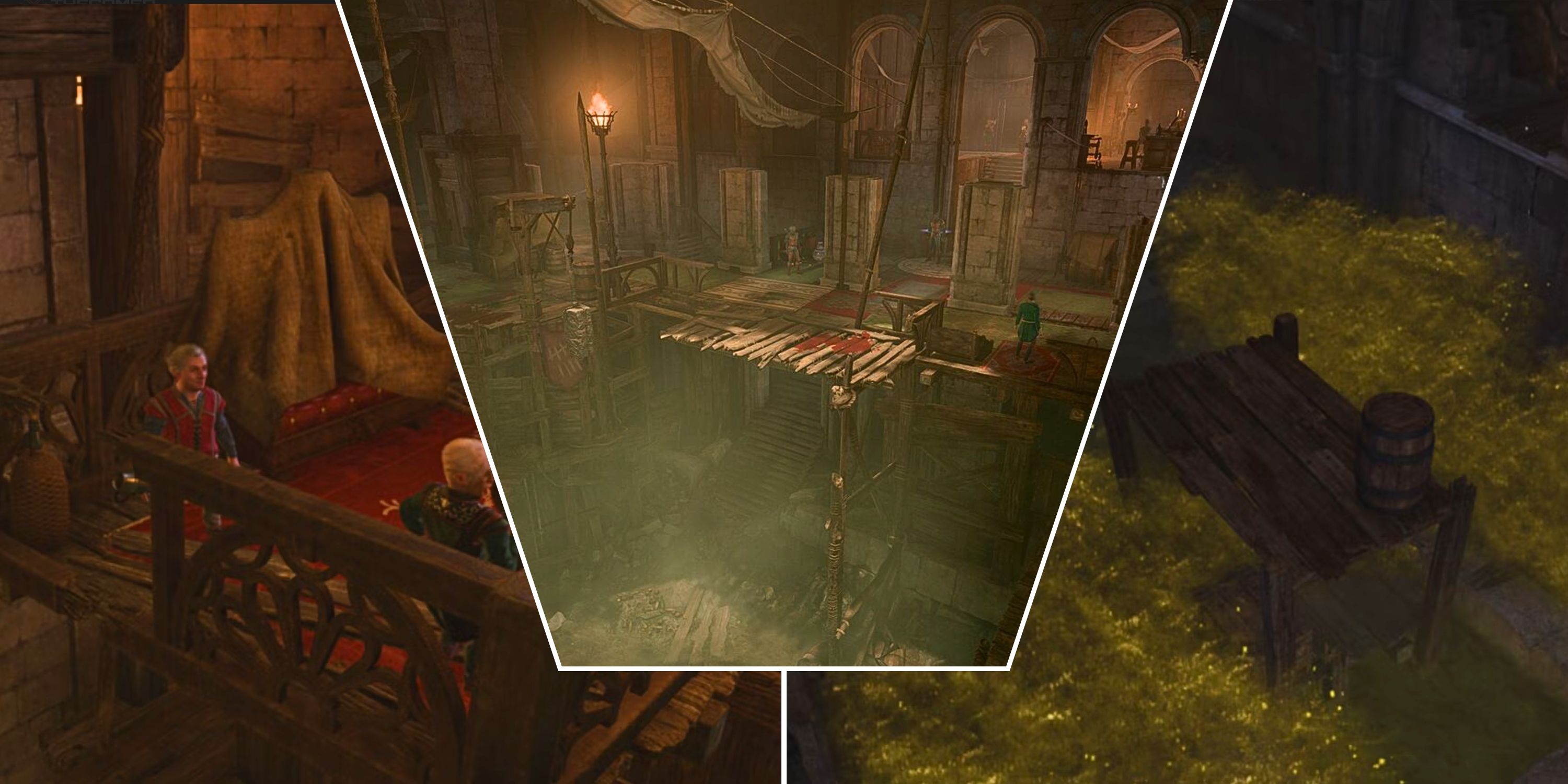 Several screenshots from Baldur's Gate 3 locations