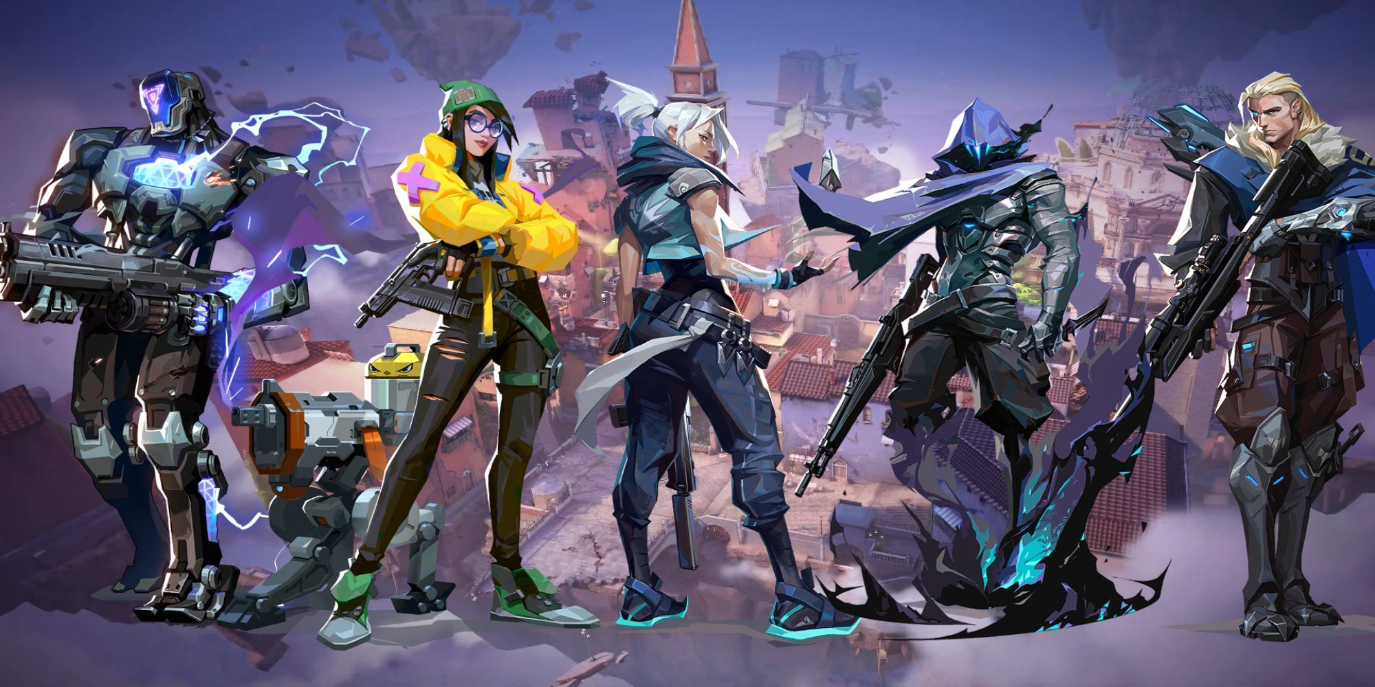 The Ascent loading screen with Kayo, Killjoy, Jett, Omen and Sova in Valorant