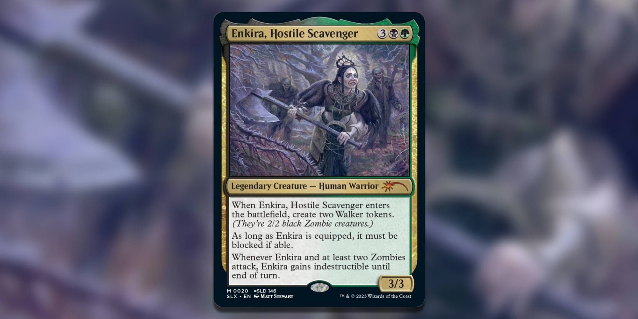 The Magic The Gathering card Enkira Hostile Scavenger Universes Within by Matt Stewart.