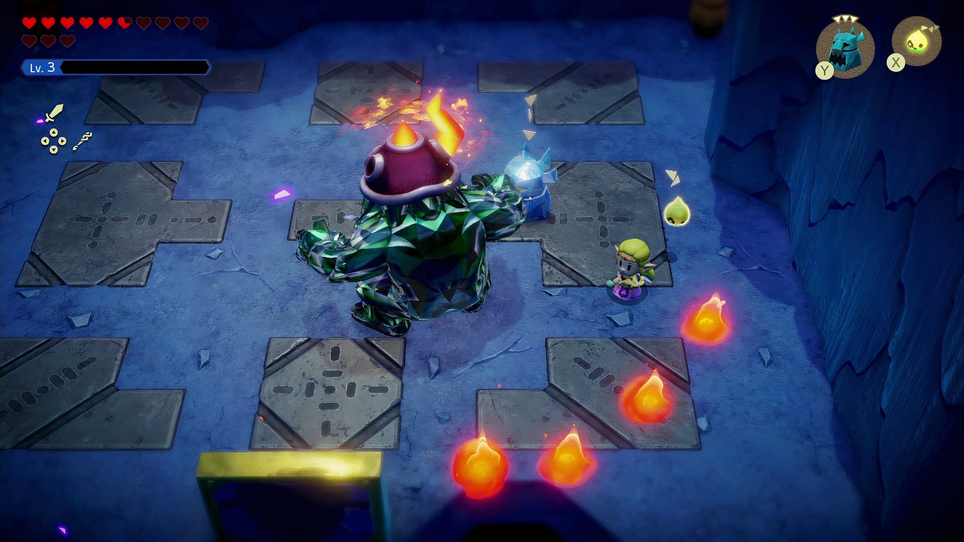 Skorchill uses his fire attack against Zelda in Echoes of Wisdom.
