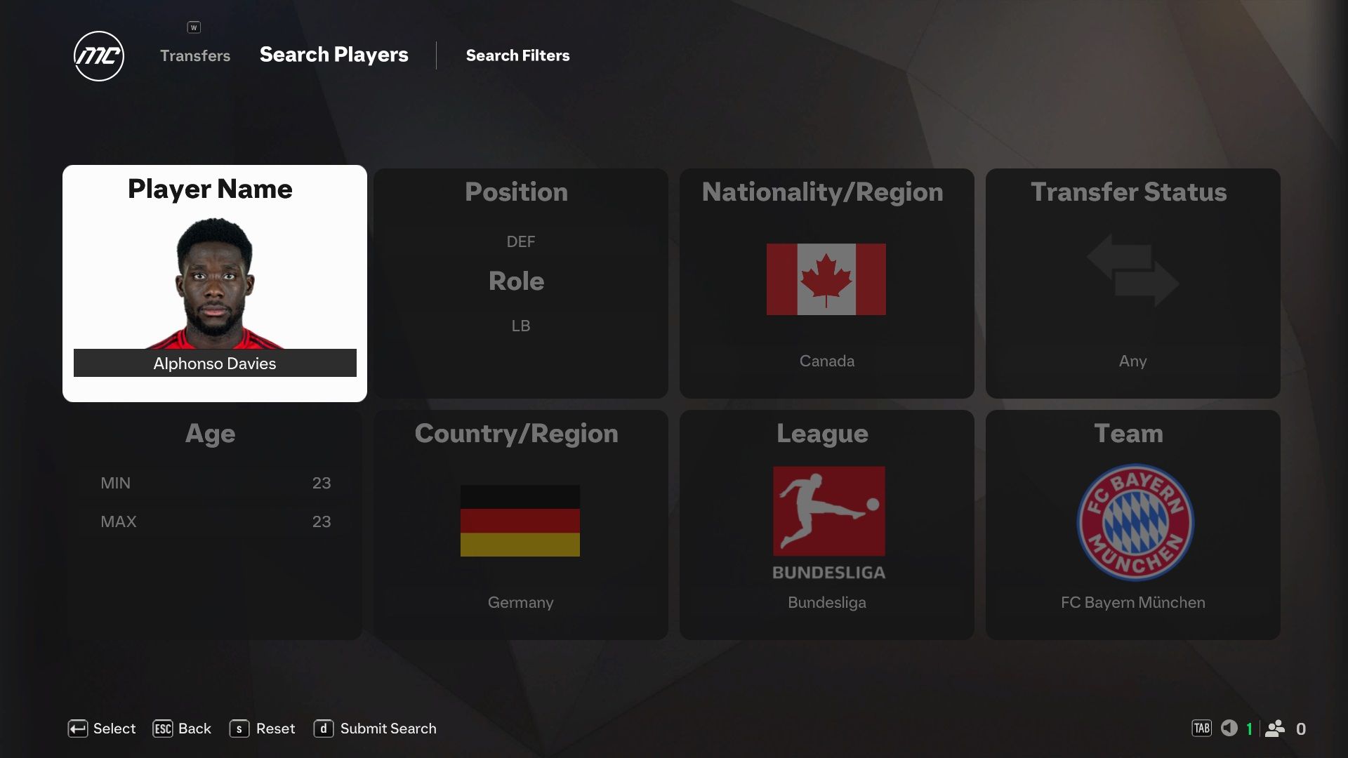 Alphonso Davies in EA Sports FC 25.