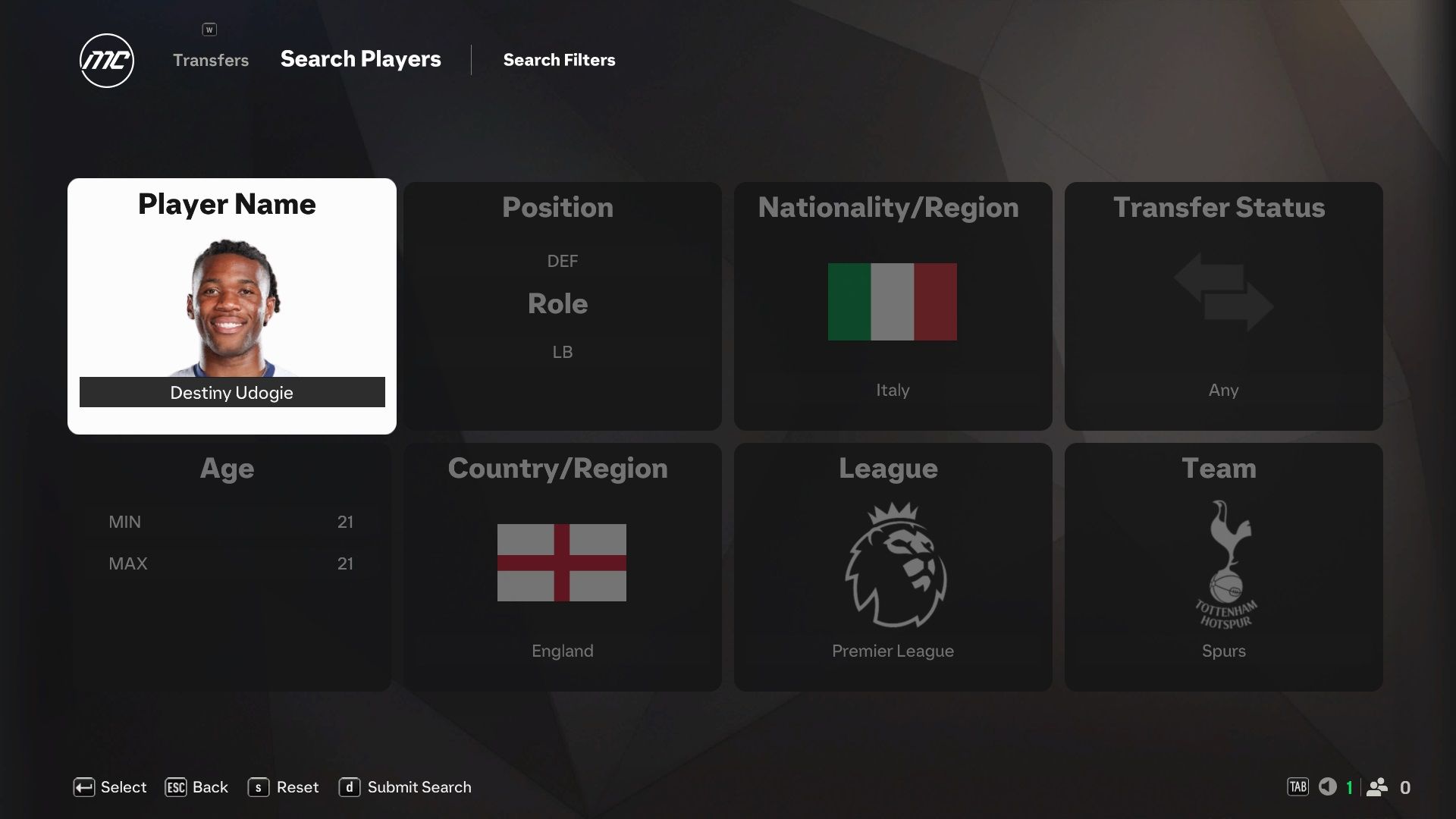 Destiny Udogie in EA Sports FC 25.