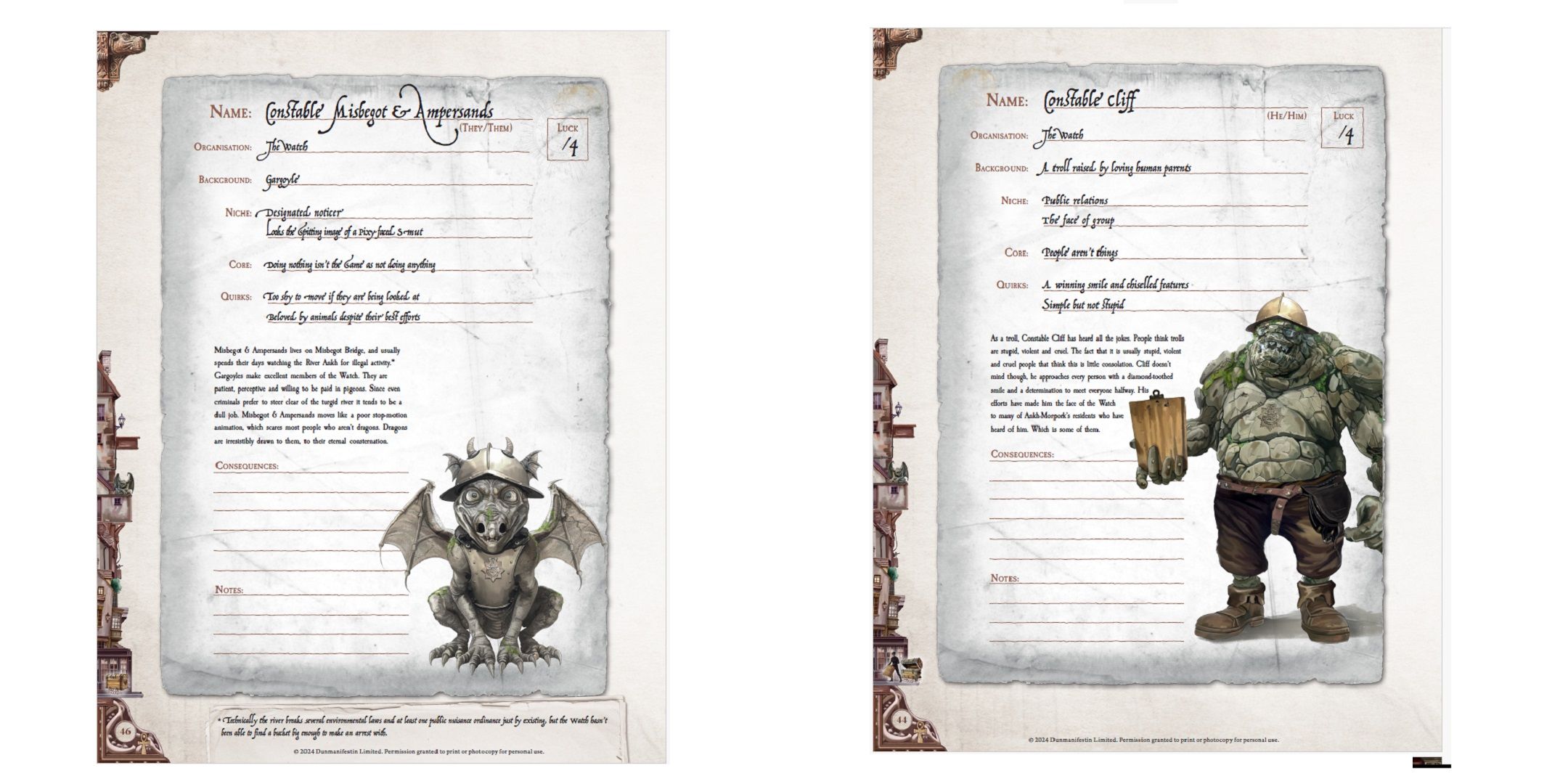 discworld adventures in ankh-morpork character sheets