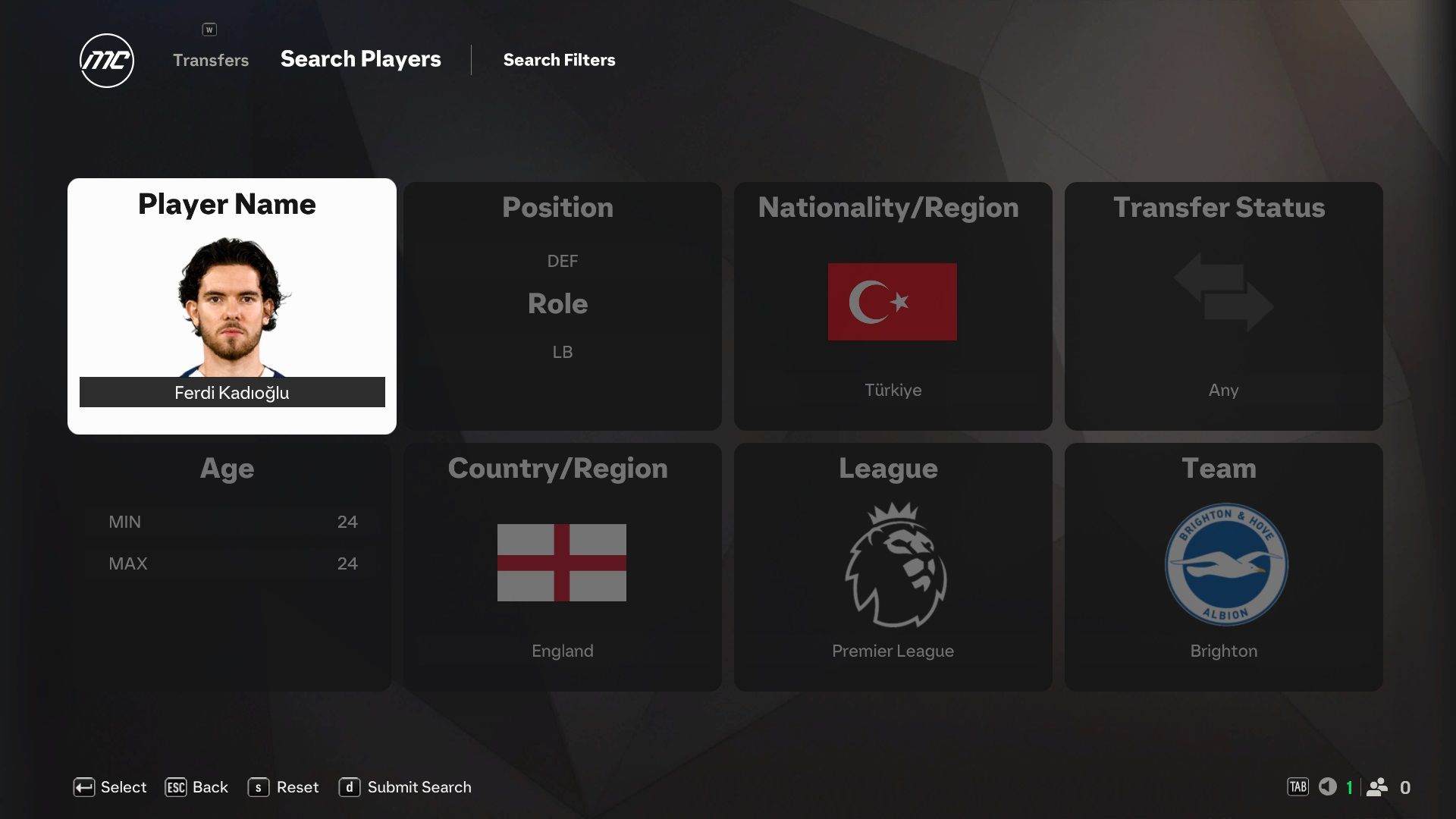 Ferdi Kadioglu in EA Sports FC 25.