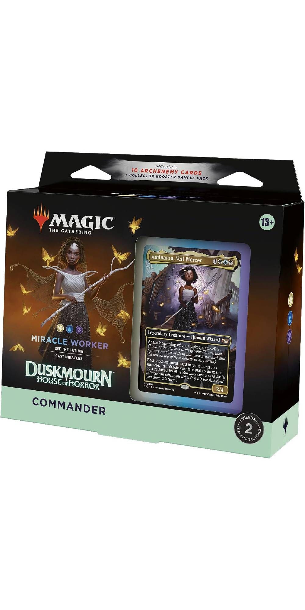 Image of the Magic The Gathering Duskmourn House of Horror Commander Deck - Miracle Worker on a white background.-1