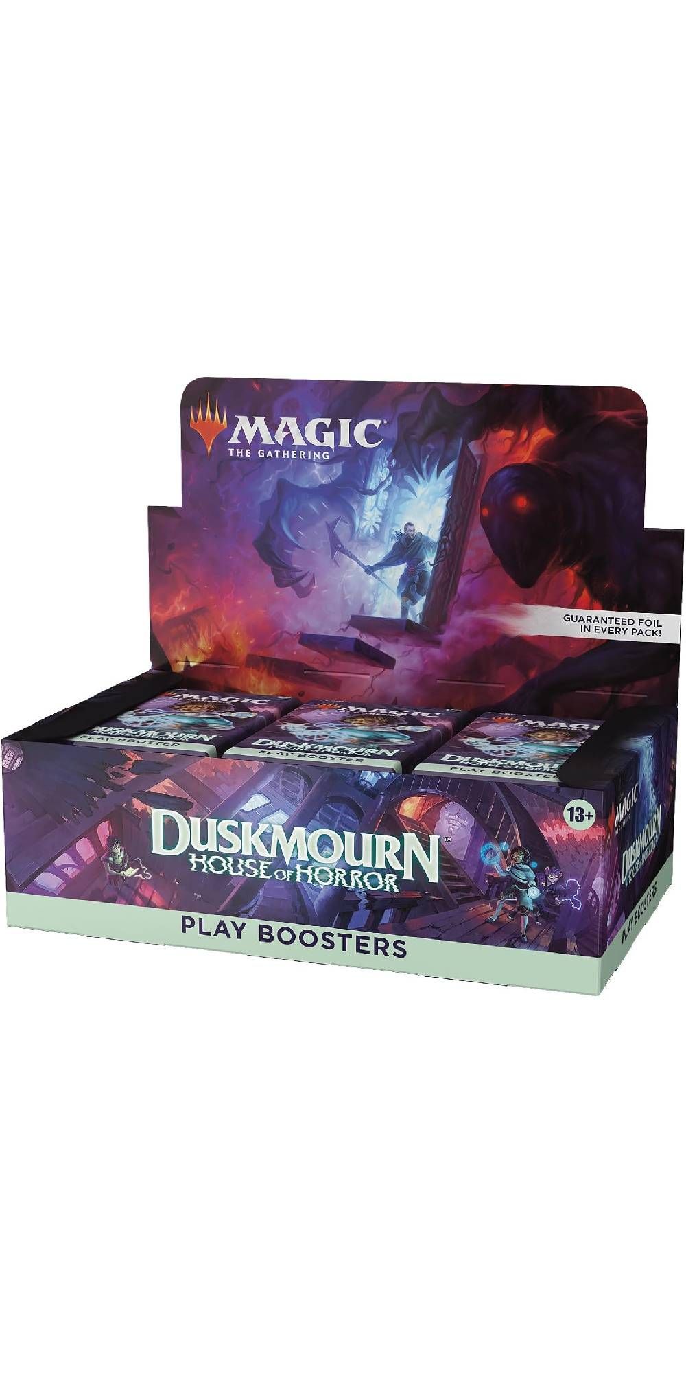Image of the Magic The Gathering Duskmourn House of Horror Play Booster Box on a white background.