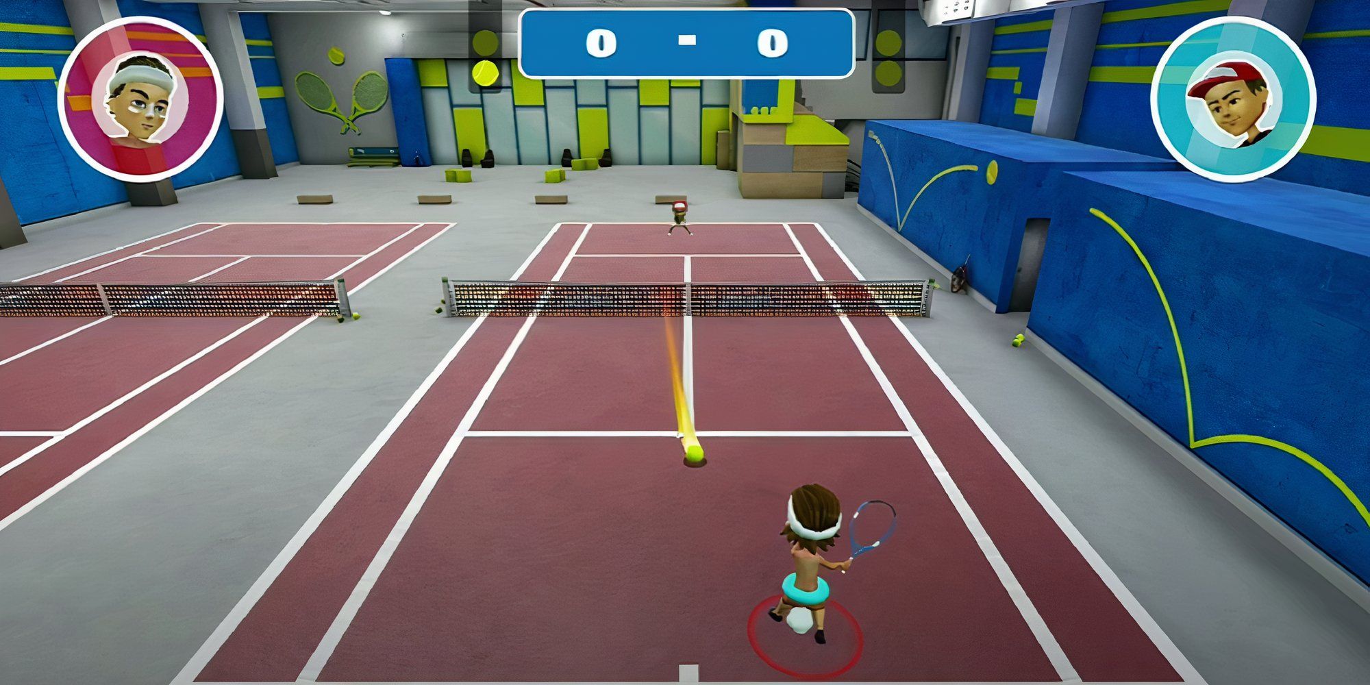 Instant Sports Tennis showing a 1v1 match.