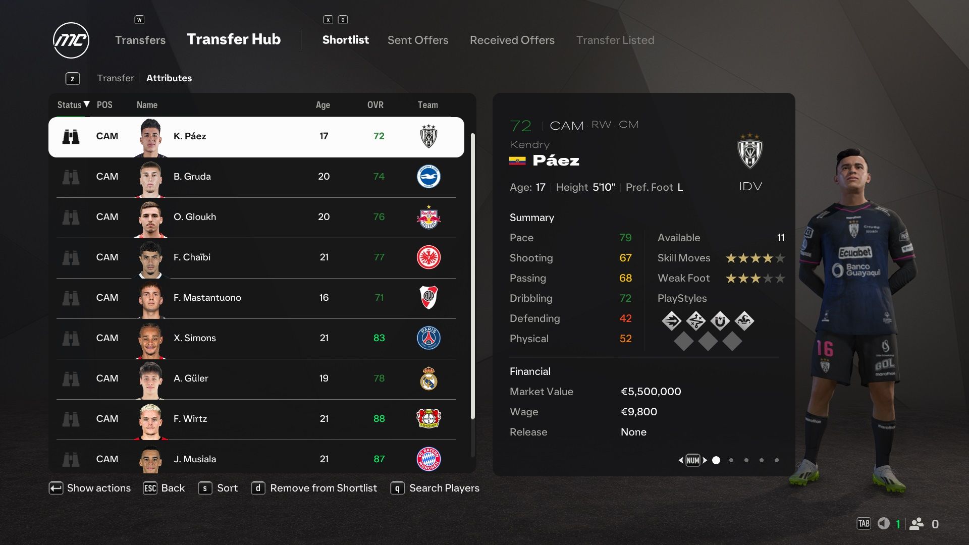 Kendry Paez in EA Sports FC 25.