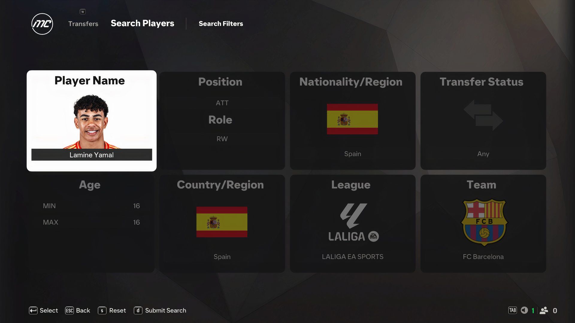 Lamine Yamal in EA Sports FC 25.