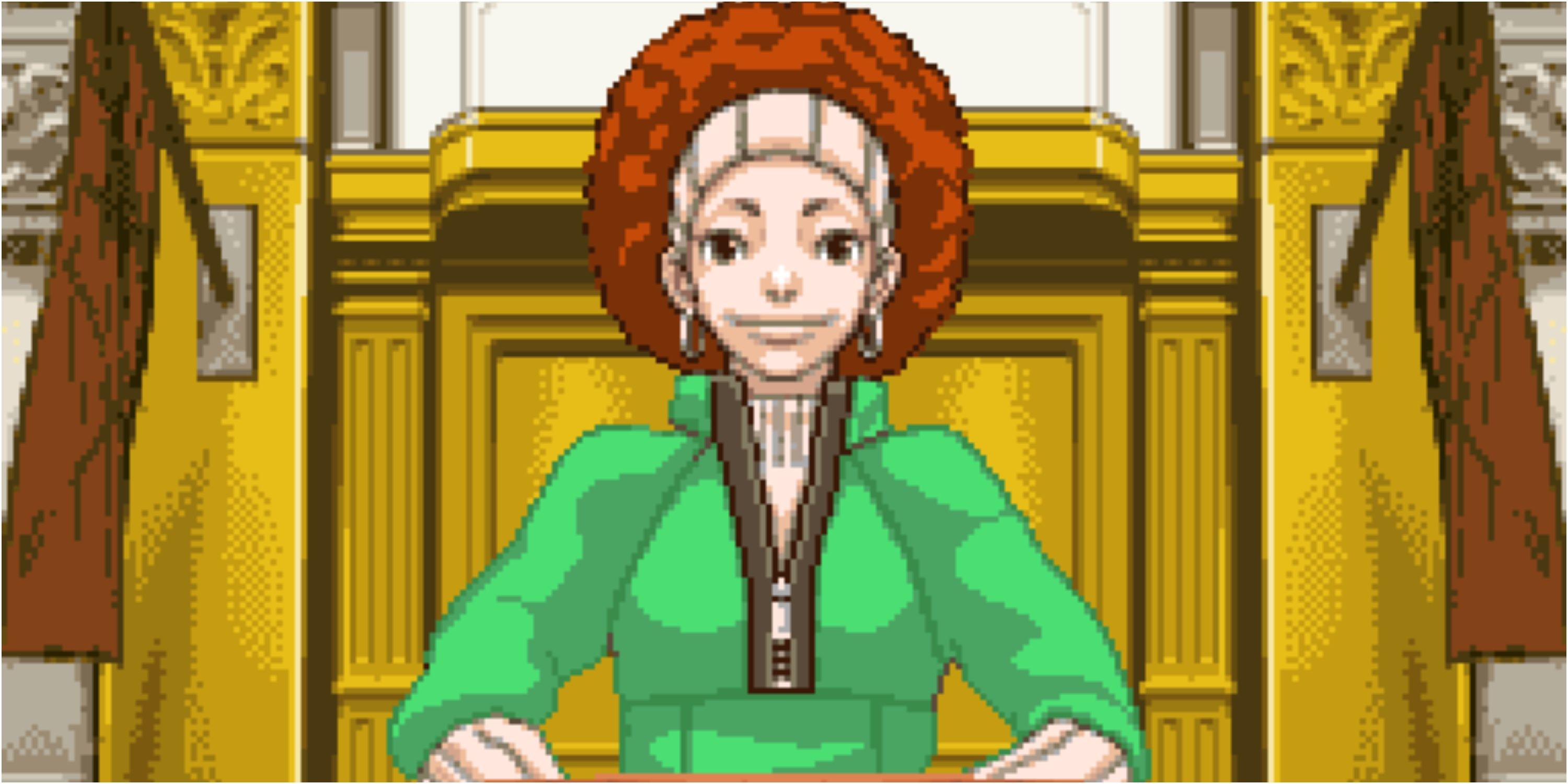 Lotta Hart on the witness stand in Ace Attorney.