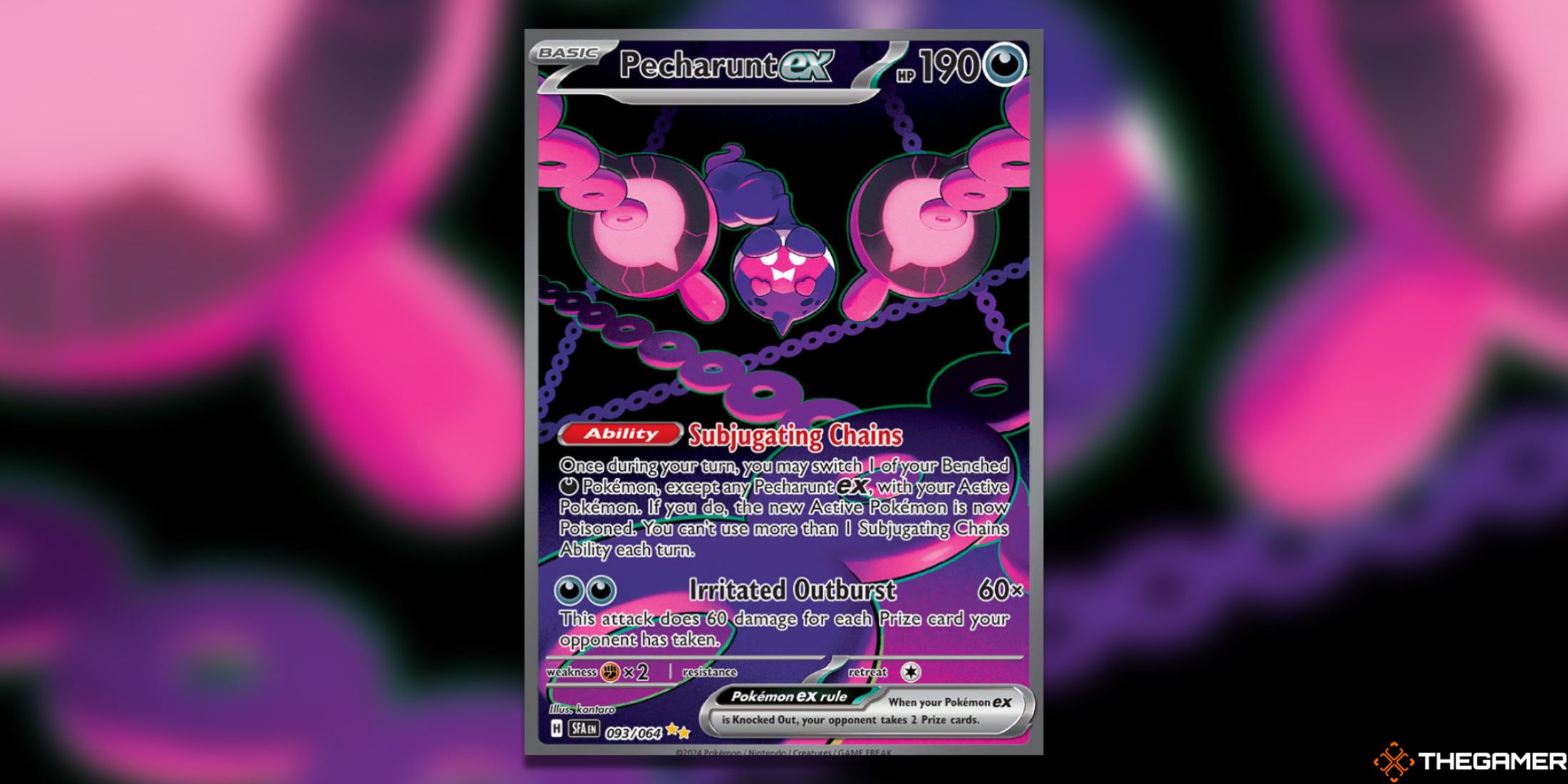 The Pecharunt Shrouded Fable Special Illustration Rare from the Pokemon TCG.