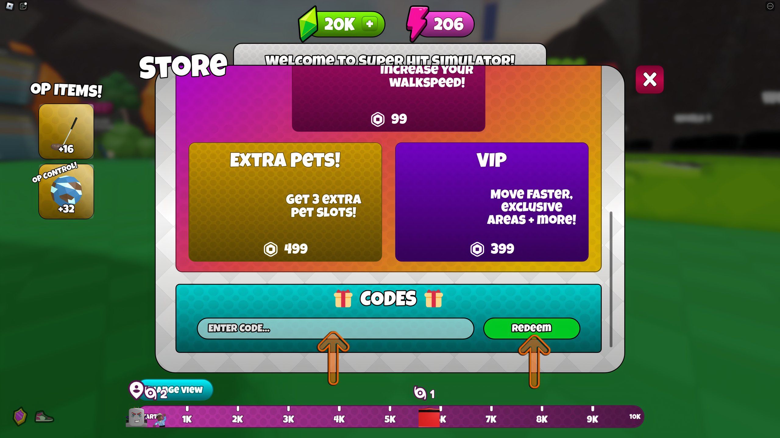 the store in Super Hit Simulator on Roblox