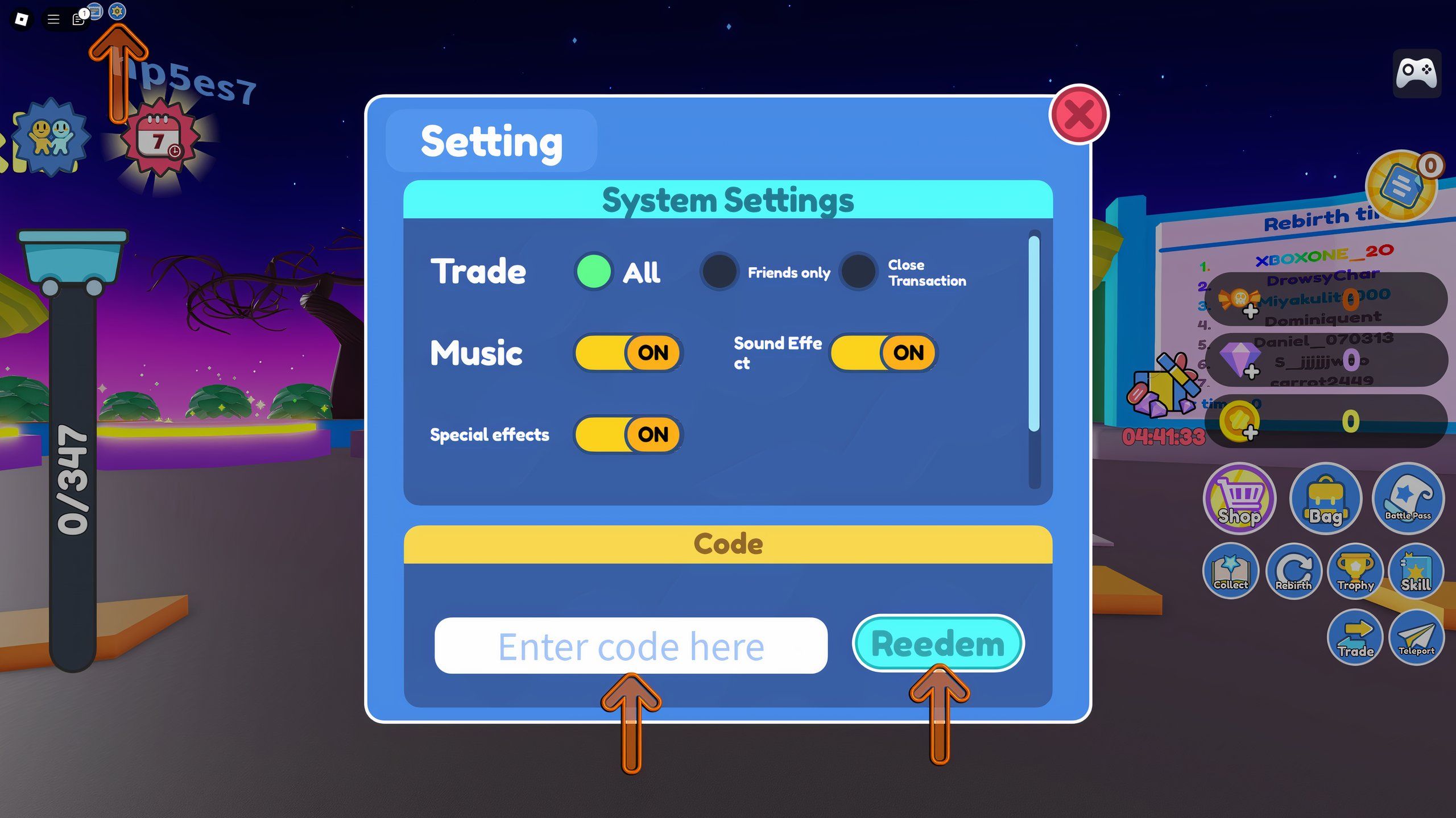 the codes box in stone miner simulator on Roblox