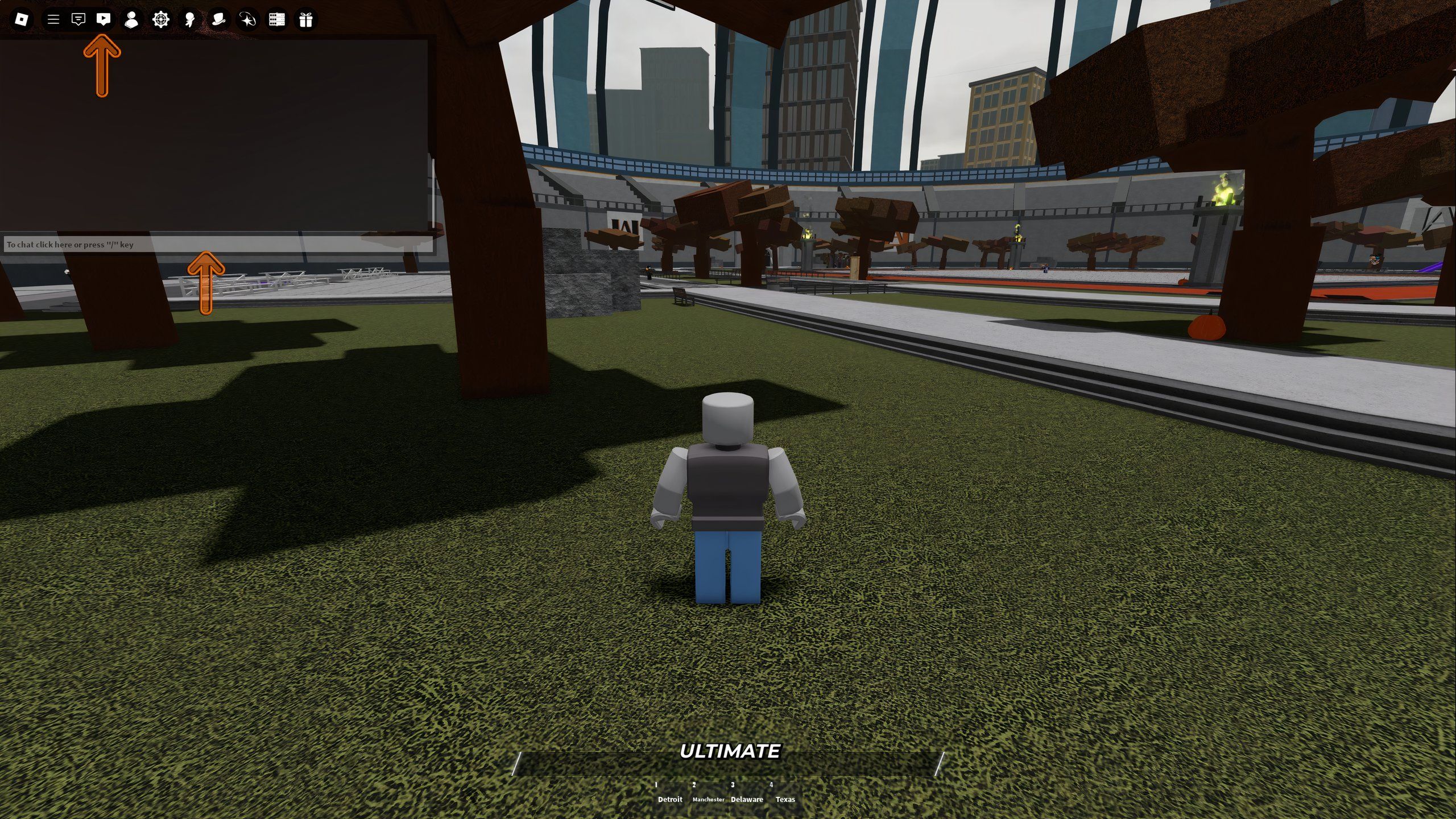 the chat box in Heroes Battlegrounds on Roblox