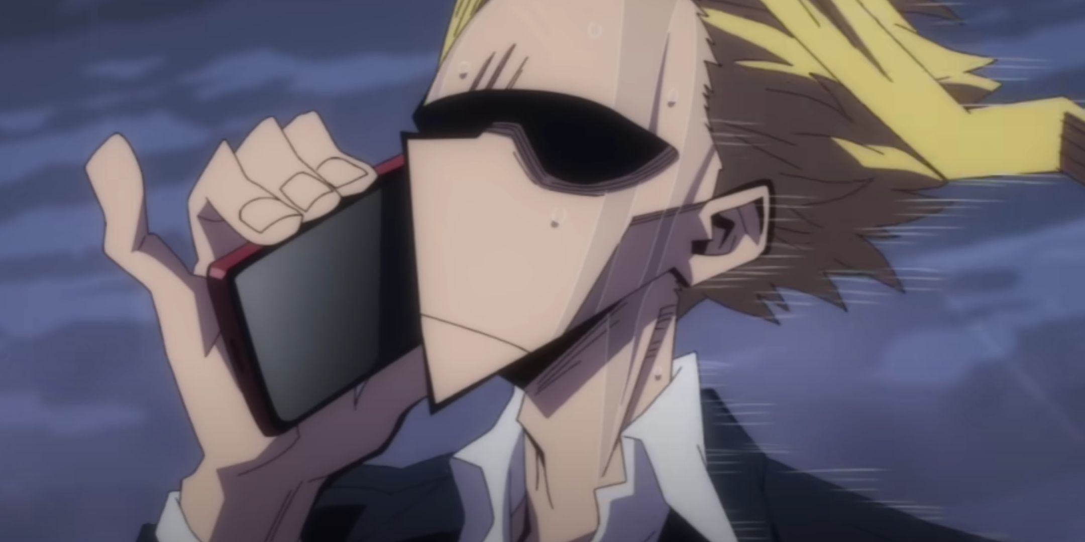 Pro hero All Might is on a phone call in my hero academia.
