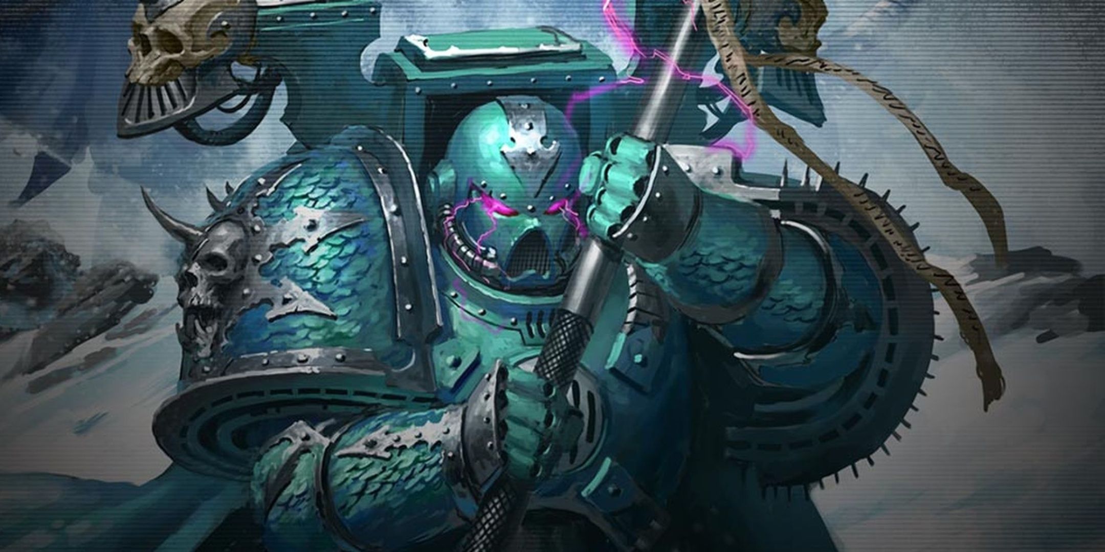 A Chaos Sorcerer of the Alpha Legion in Warhammer 40,000.
