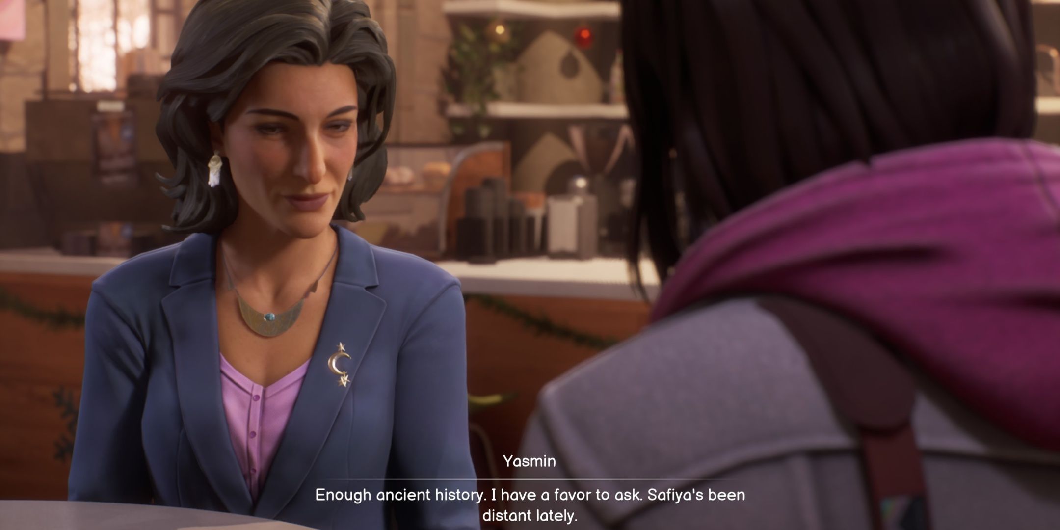Yasmin telling Max she has a Safi related favor to ask in Life is Strange Double Exposure