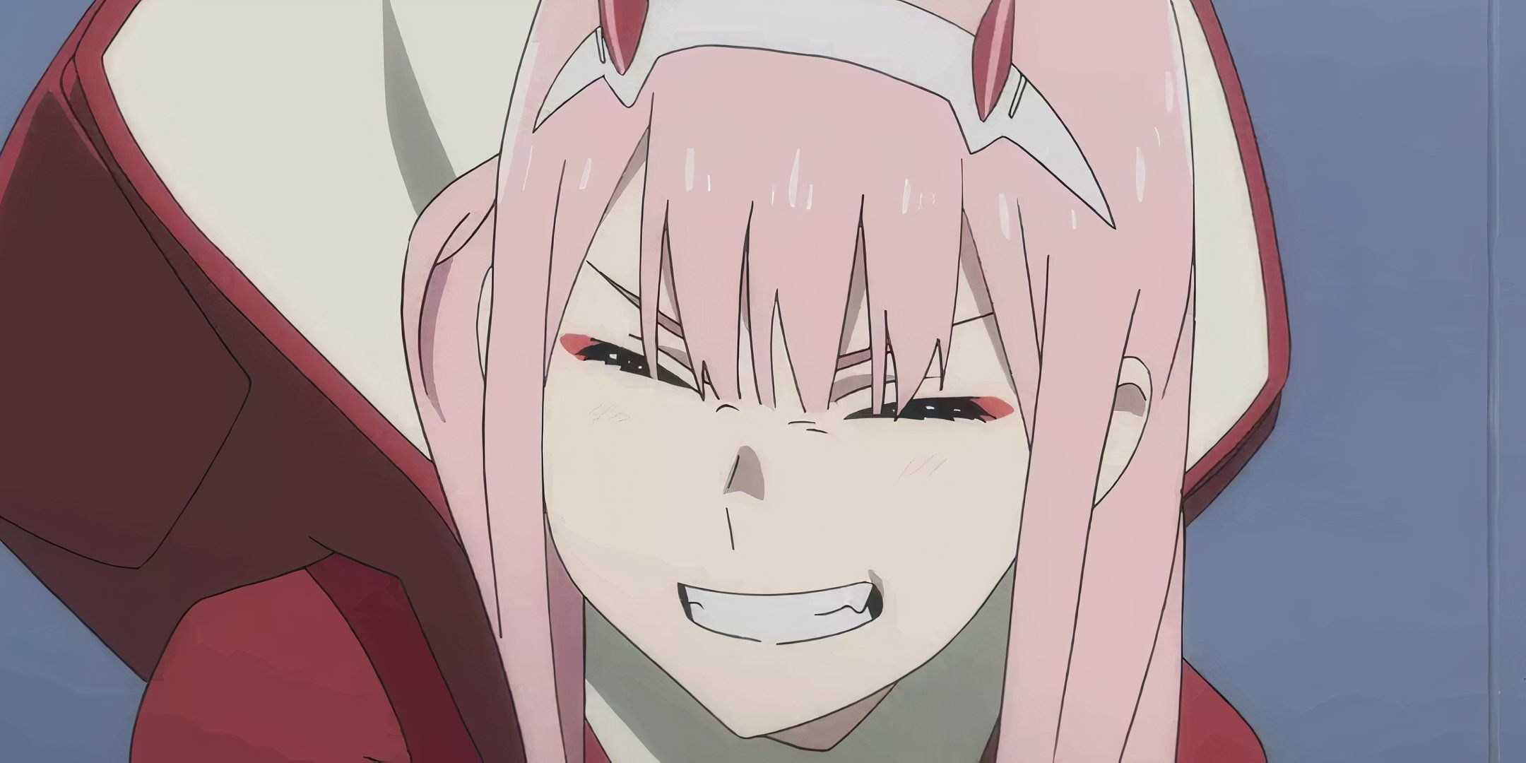 Zero Two smirking in Darling in The Franxx.