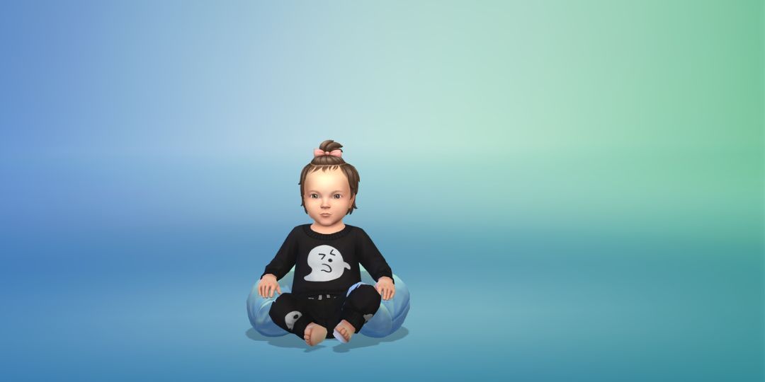An infant models a pair of ghost pajamas in the Sims 4.