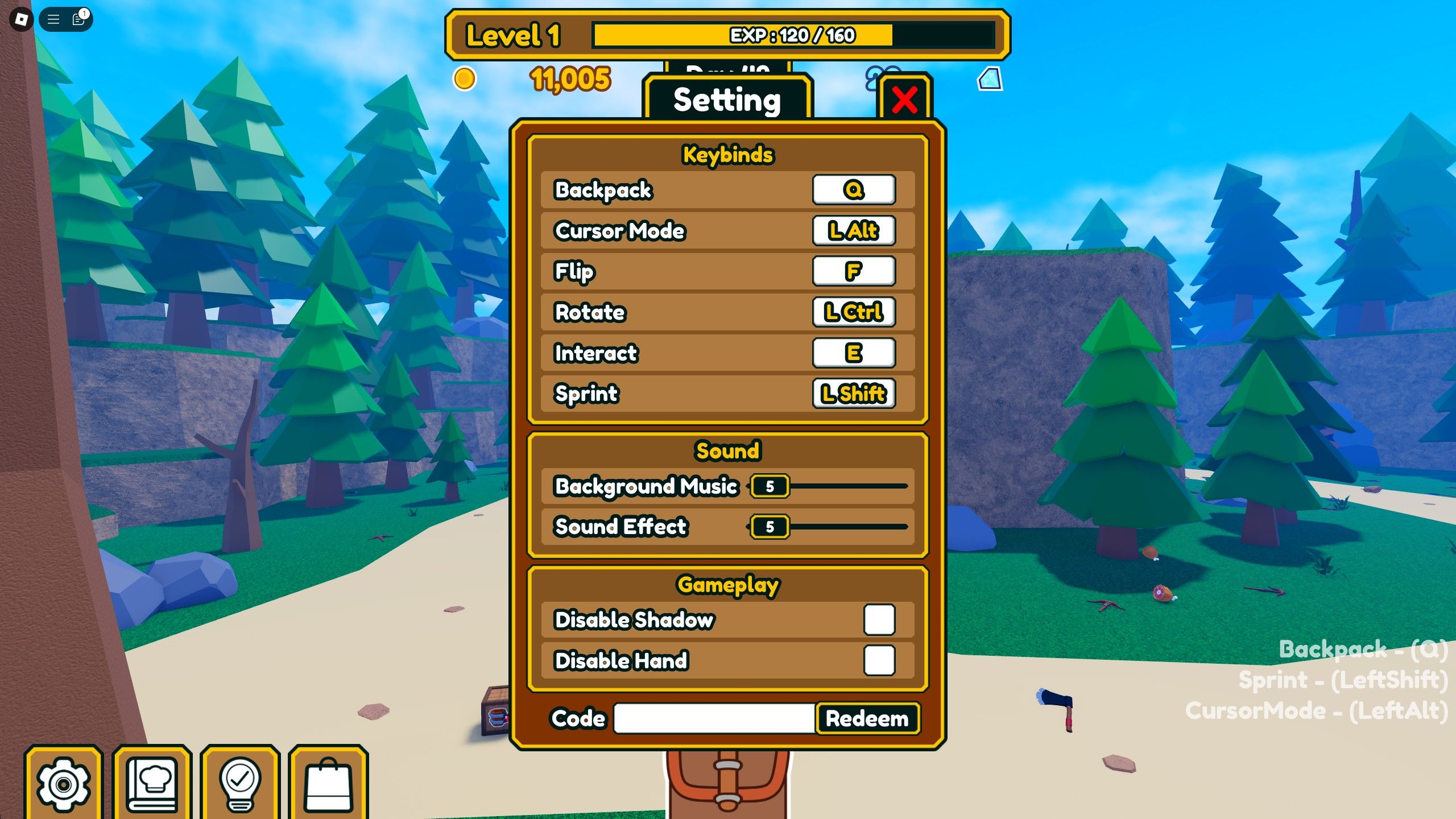 the codes box in Fantasy Restaurant on Roblox