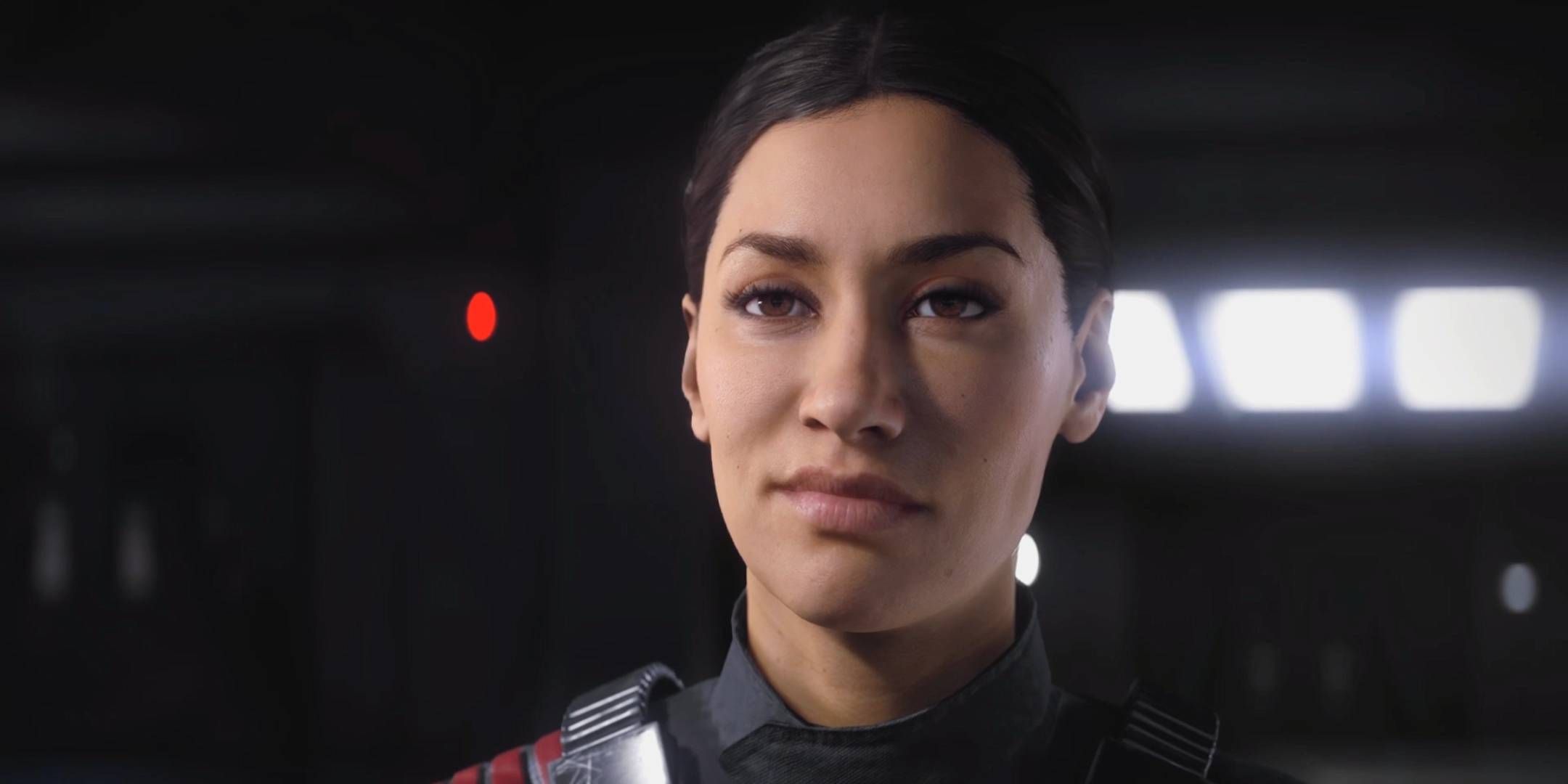 Iden Versio smirking in an Imperial ship in Star Wars Battlefront 2.