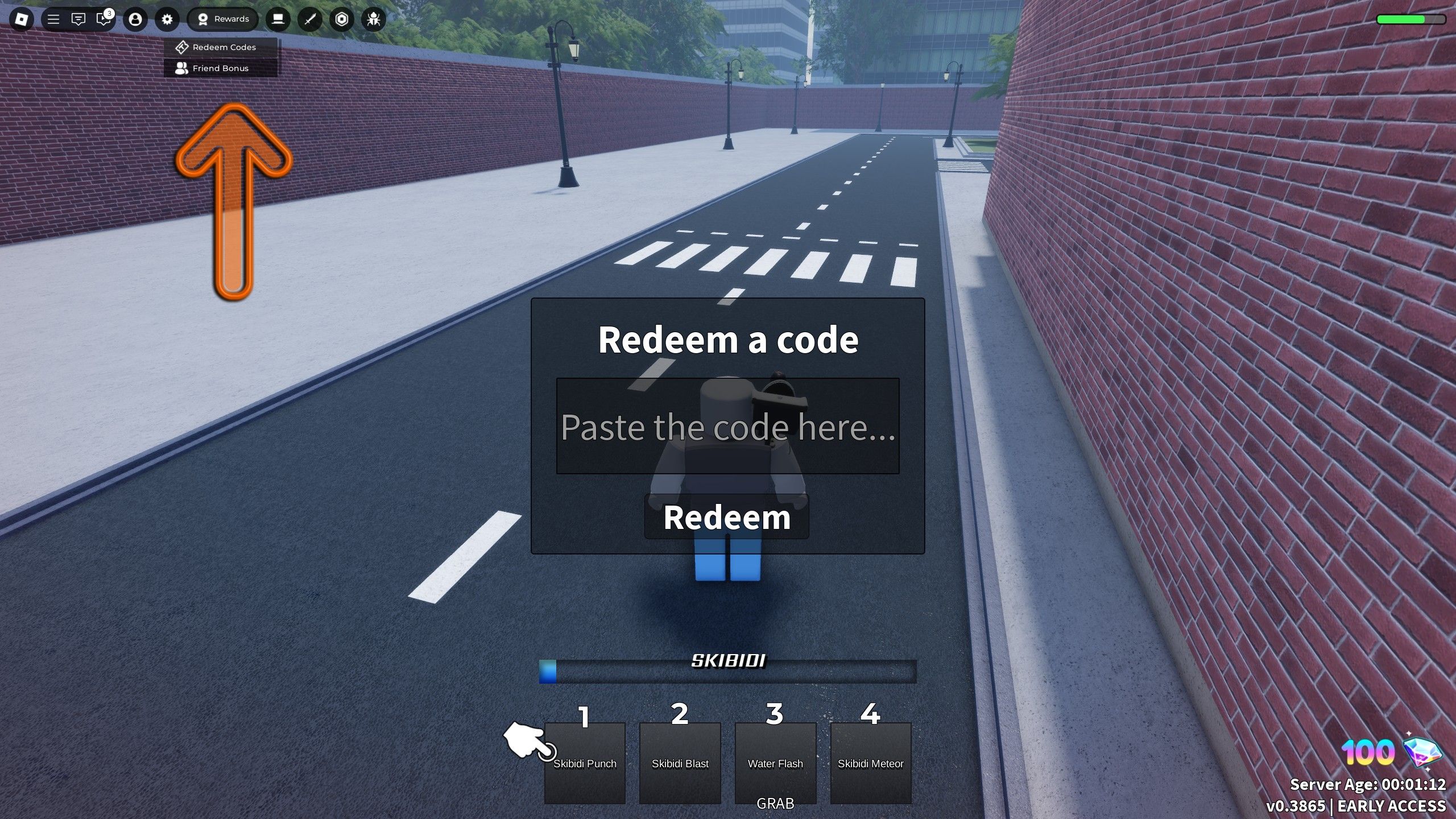 the codes box in Skibidi Battlegrounds on Roblox