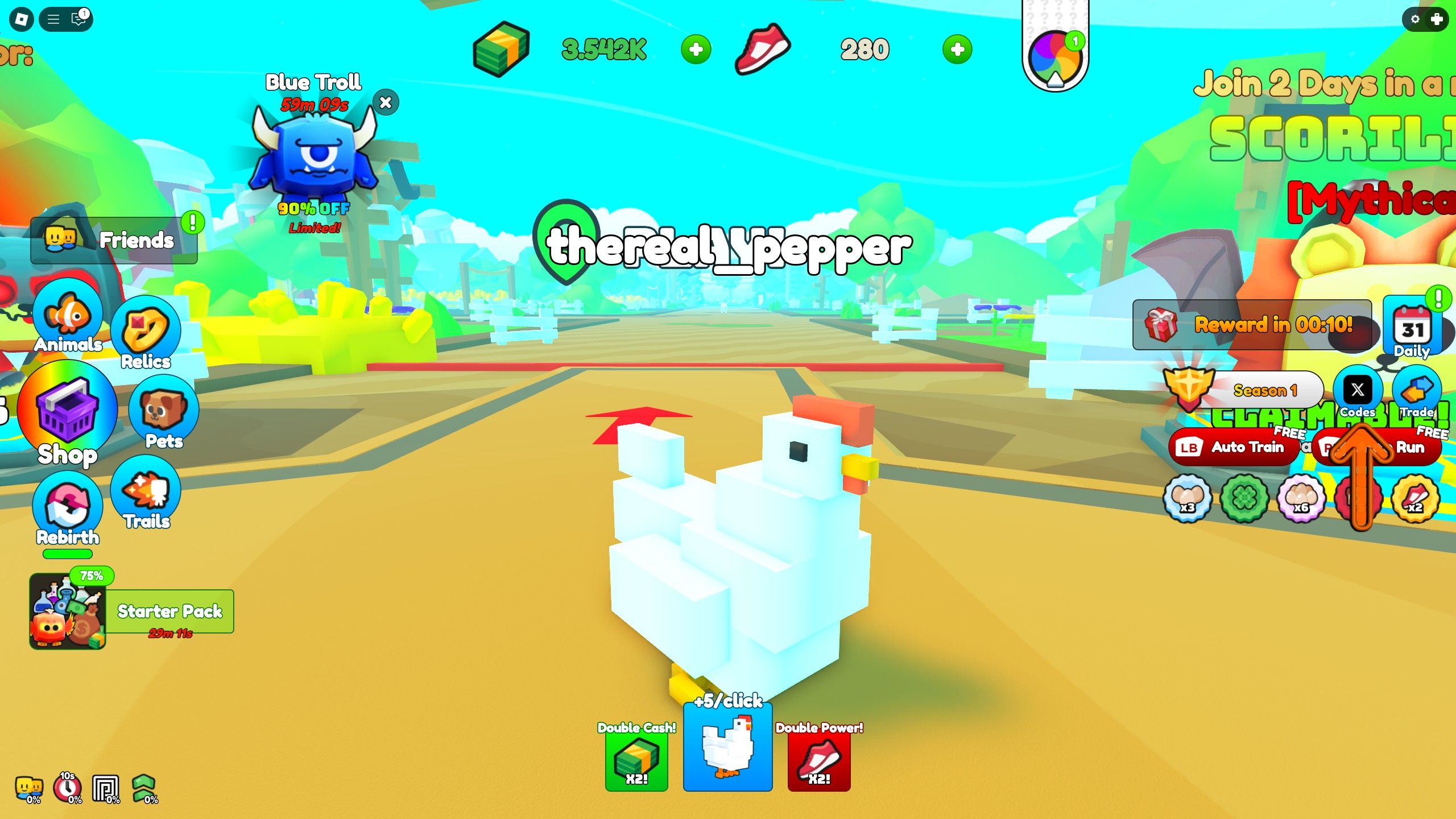 a player in Cross Road Simulator on Roblox 