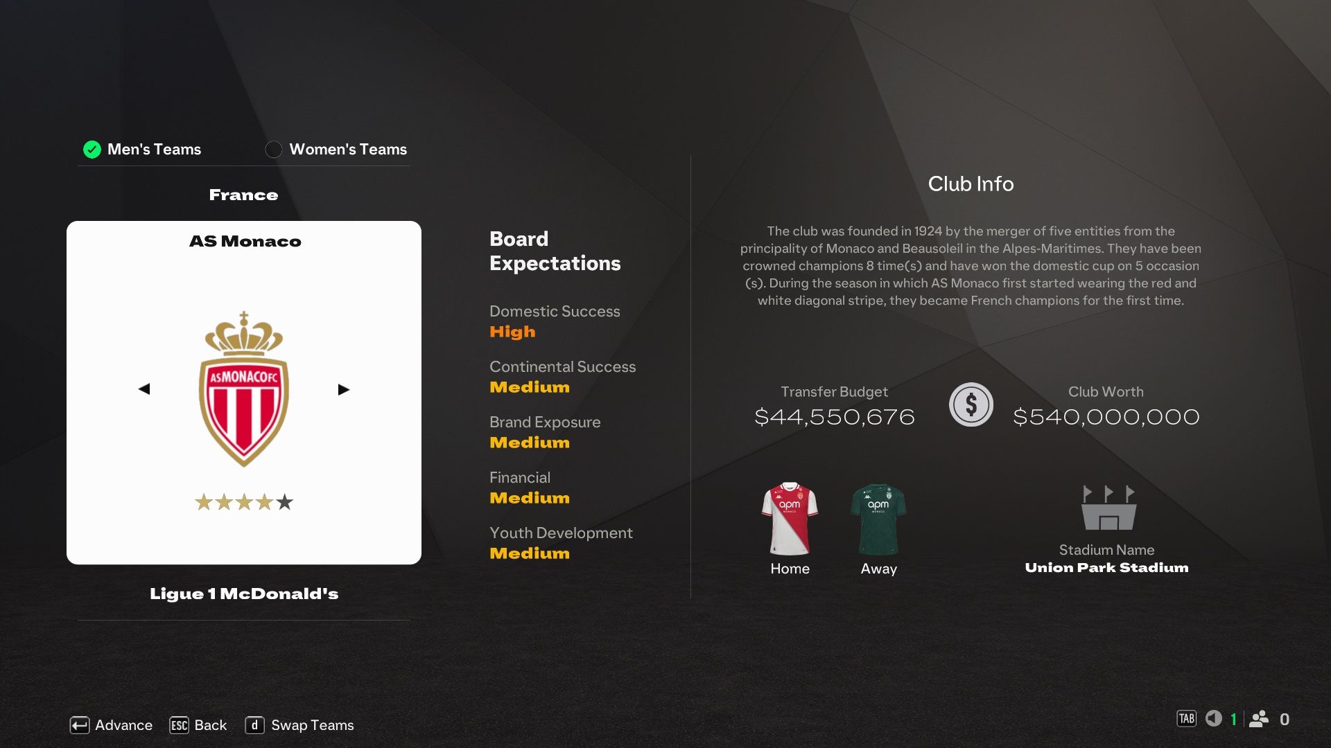 AS Monaco in EA Sports FC 25.