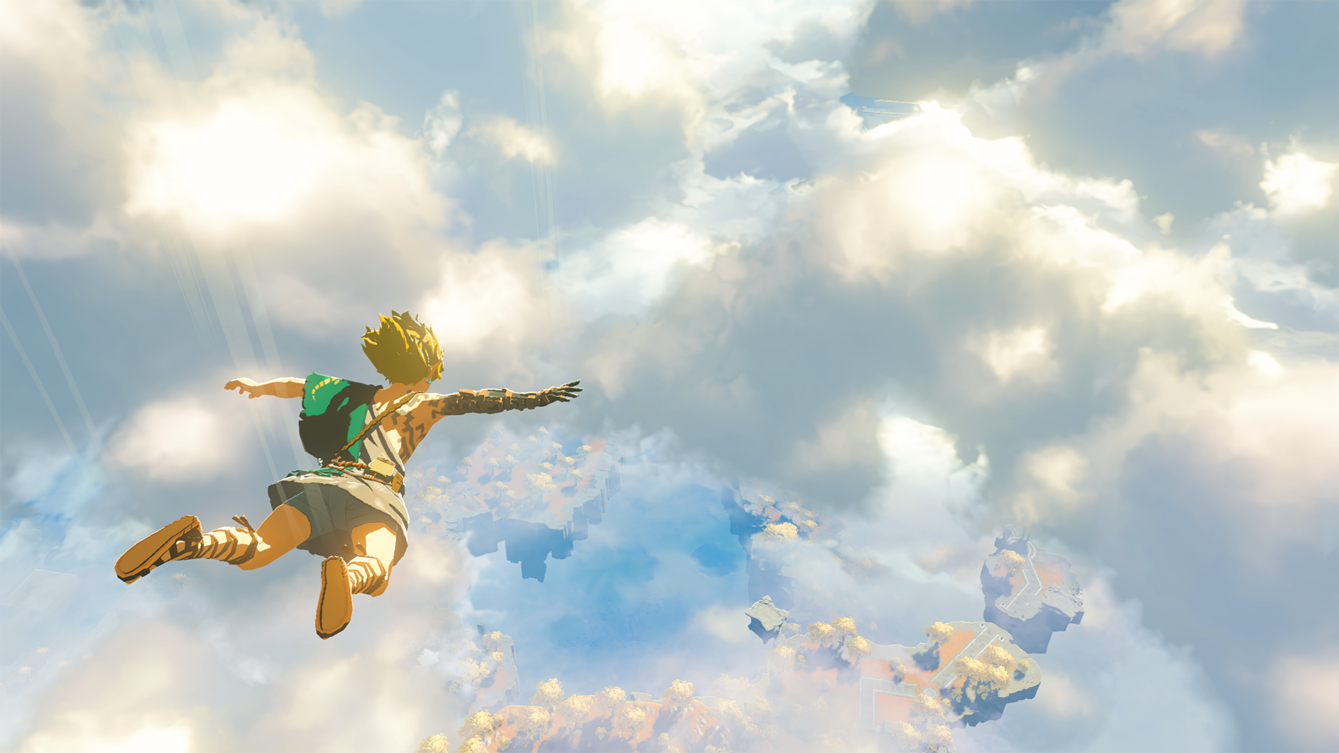Link soaring through the sky in Tears of the Kingdom one of the best Zelda stories.