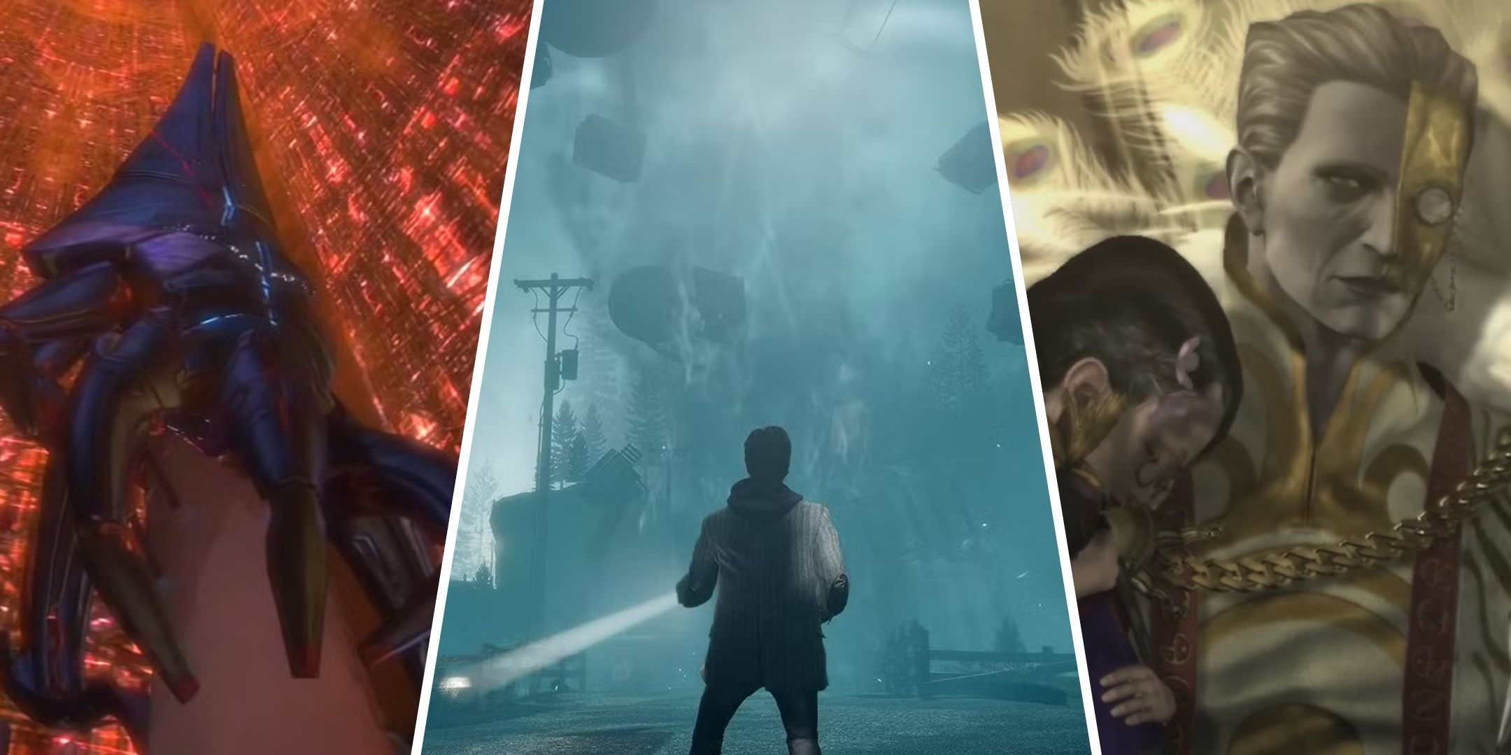 A collage of Sovereign, Alan Wake and Bayonetta's Balder.