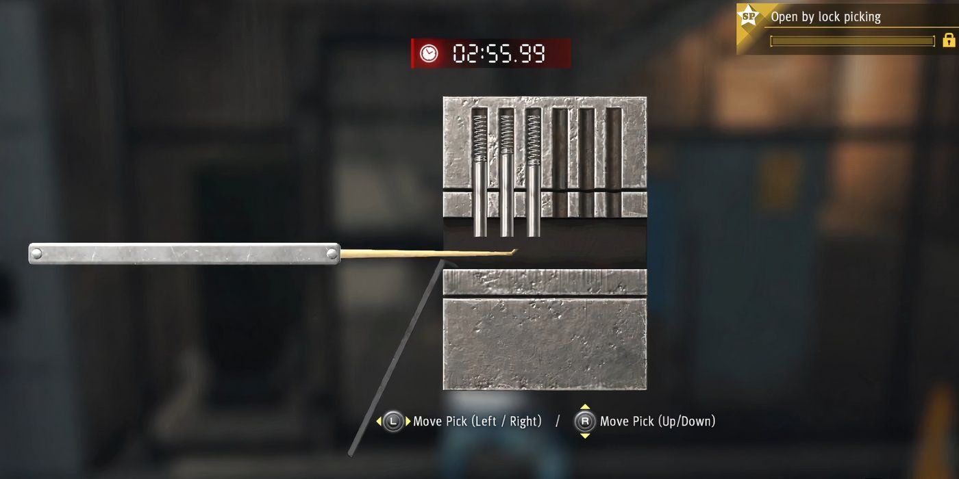 The lockpicking screen in Judgement, showing the timer and controls.