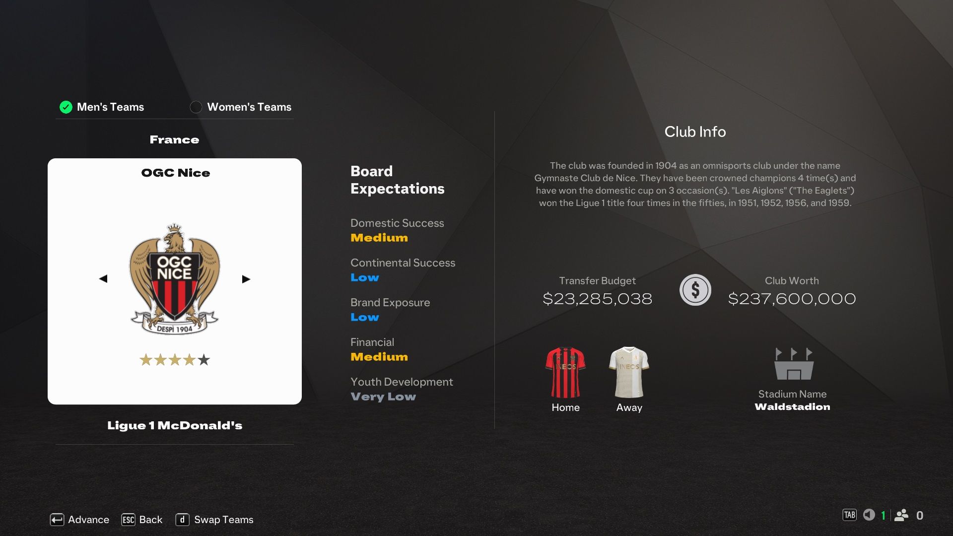 OGC Nice in EA Sports FC 25.