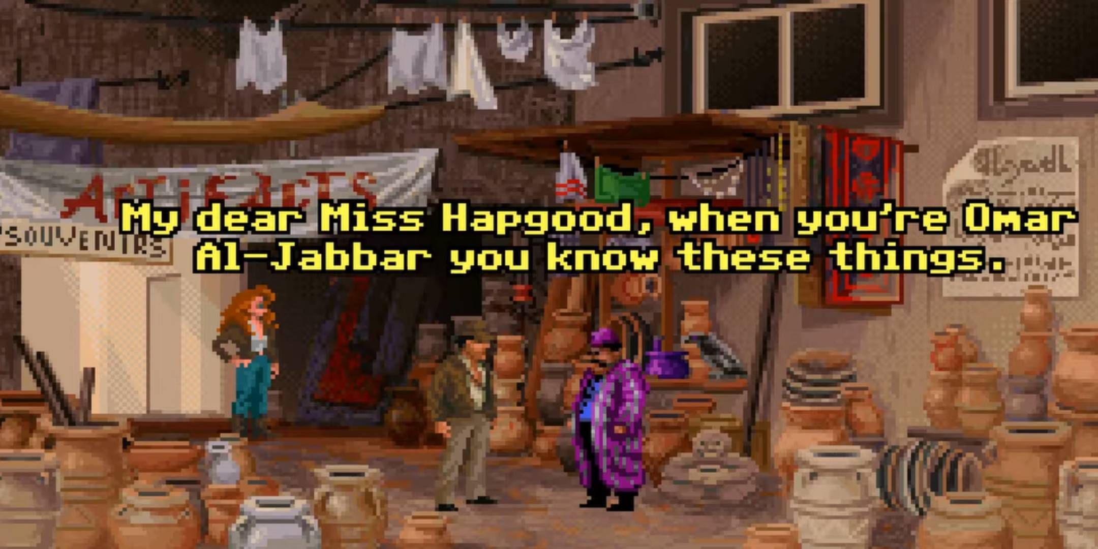 Omar Al-Jabbar talking with Indy in Indiana Jones and the Fate of Atlantis.