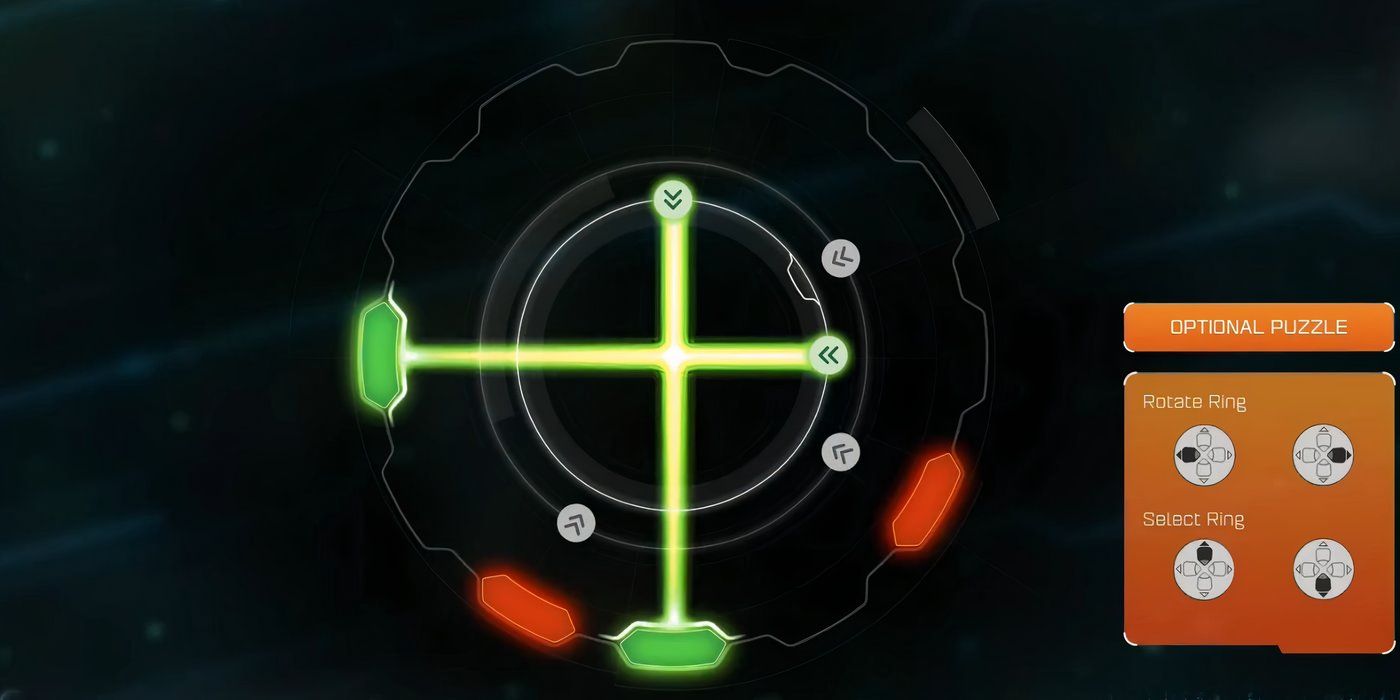 The trespasser minigame screen showing two lasers lit up green.