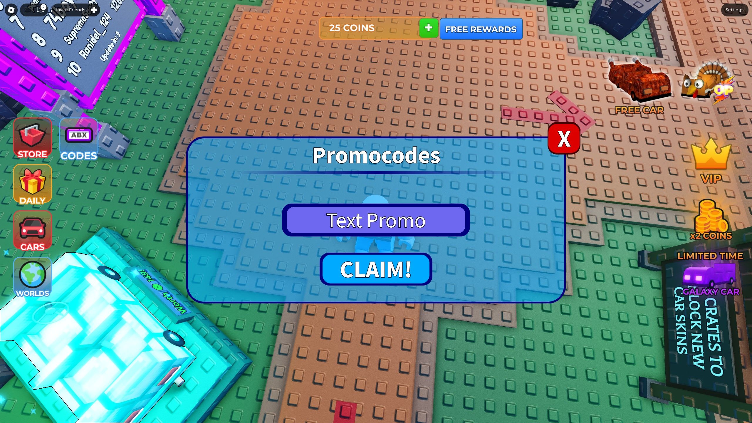 the codes box in Drive it on Roblox
