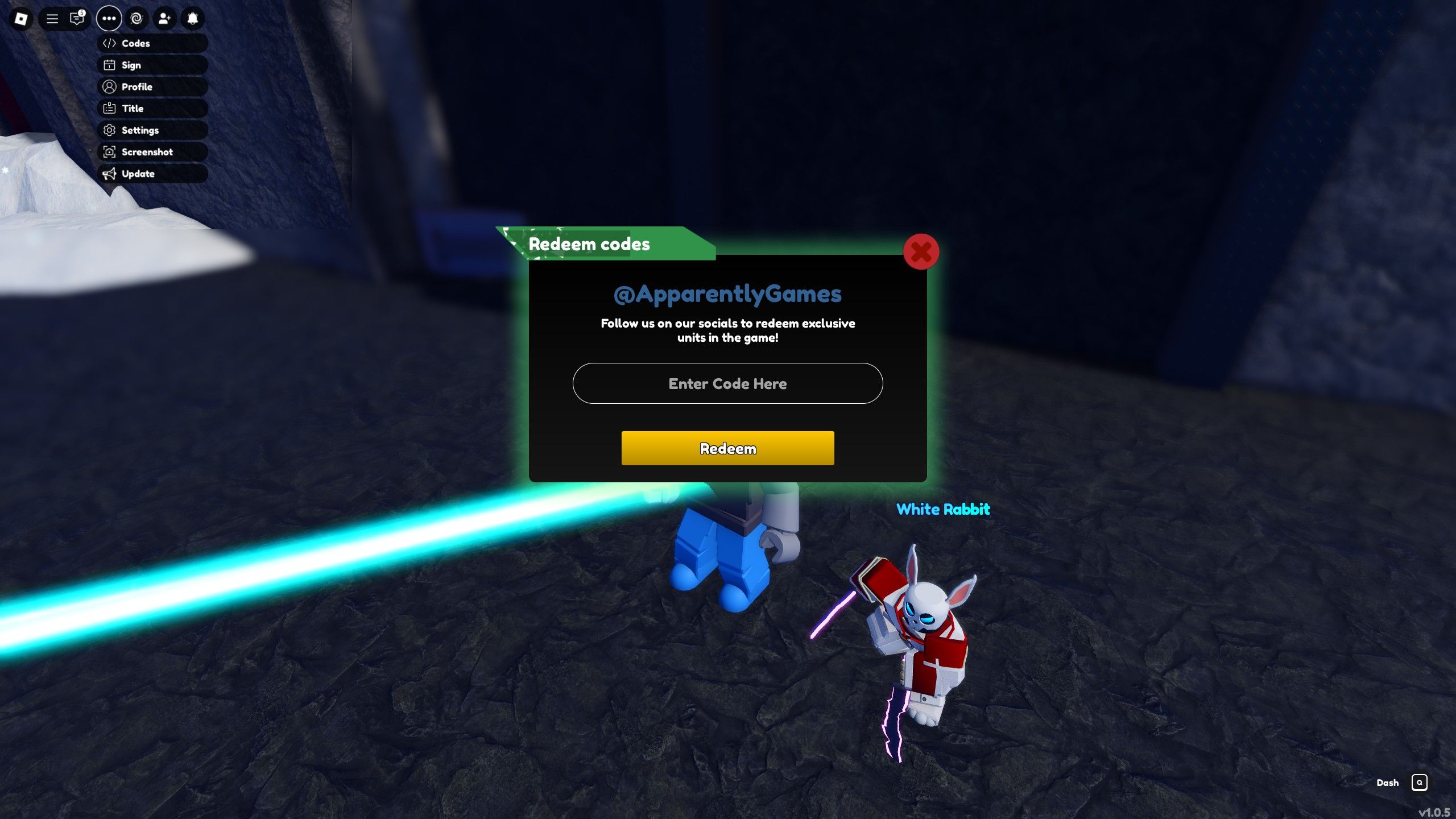 the codes box in Nightmare Clash on Roblox 