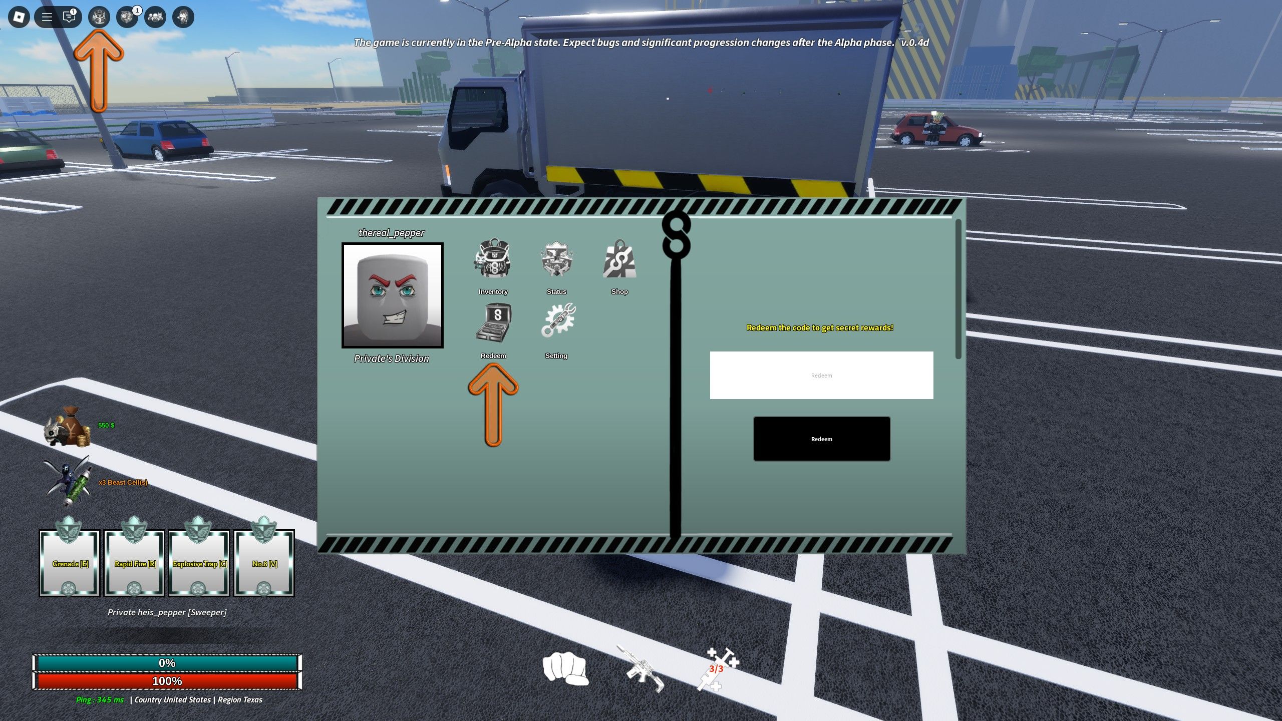 the codes box in Beast Force on Roblox 