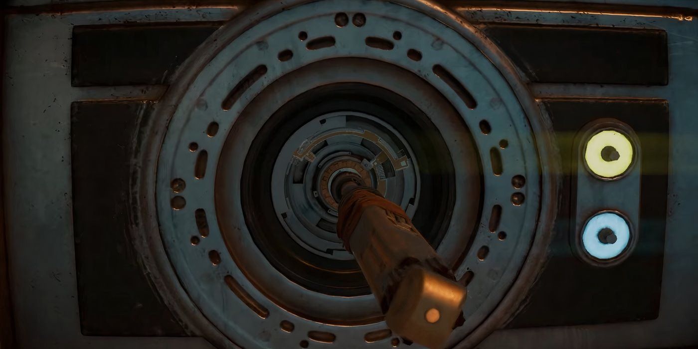 The lockpicking screen in Star Wars Outlaws.
